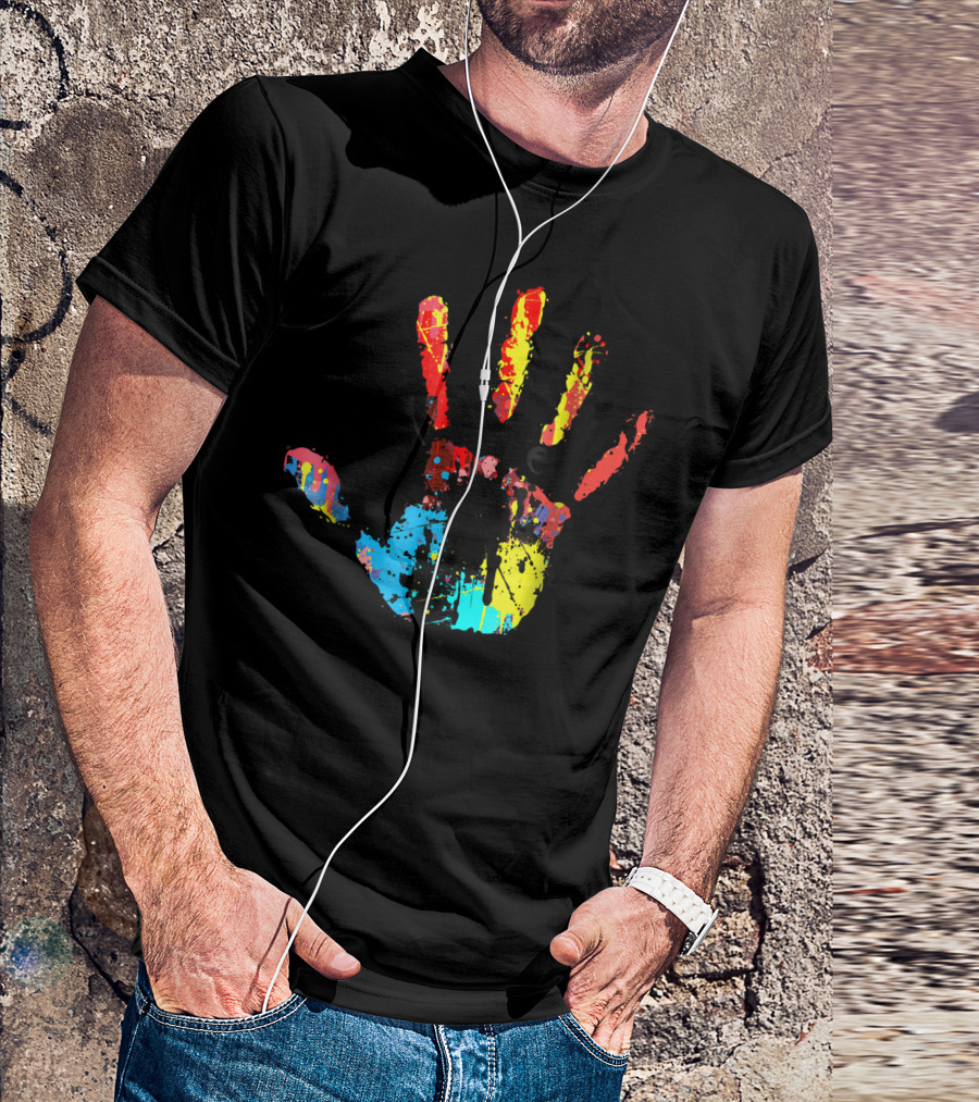 Artisan Teacher I Arted Colorful Handprint T-Shirt