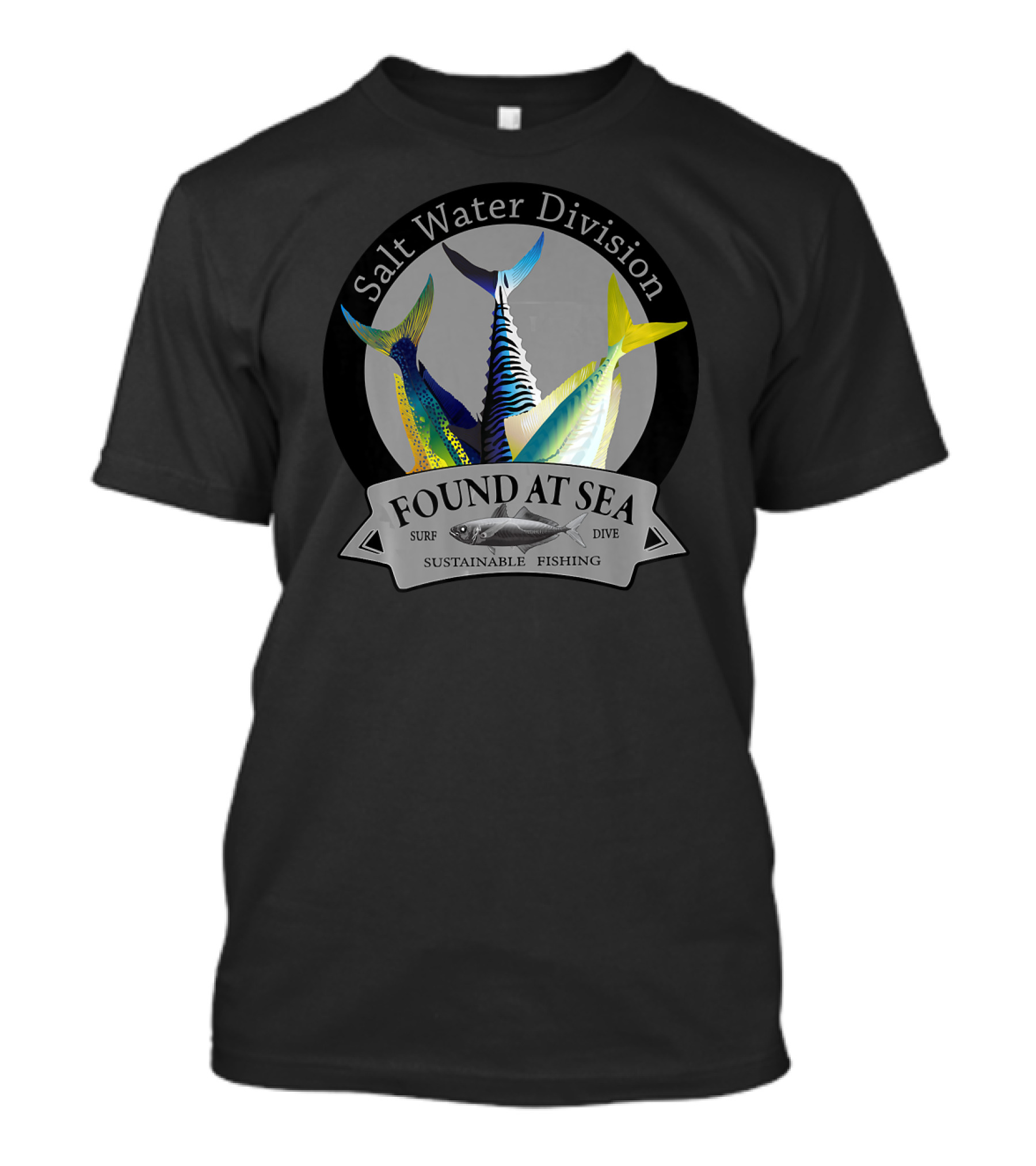 Salt Water Division Found At Sea Sustainable Fishing Assorted Ocean Fish T-Shirt