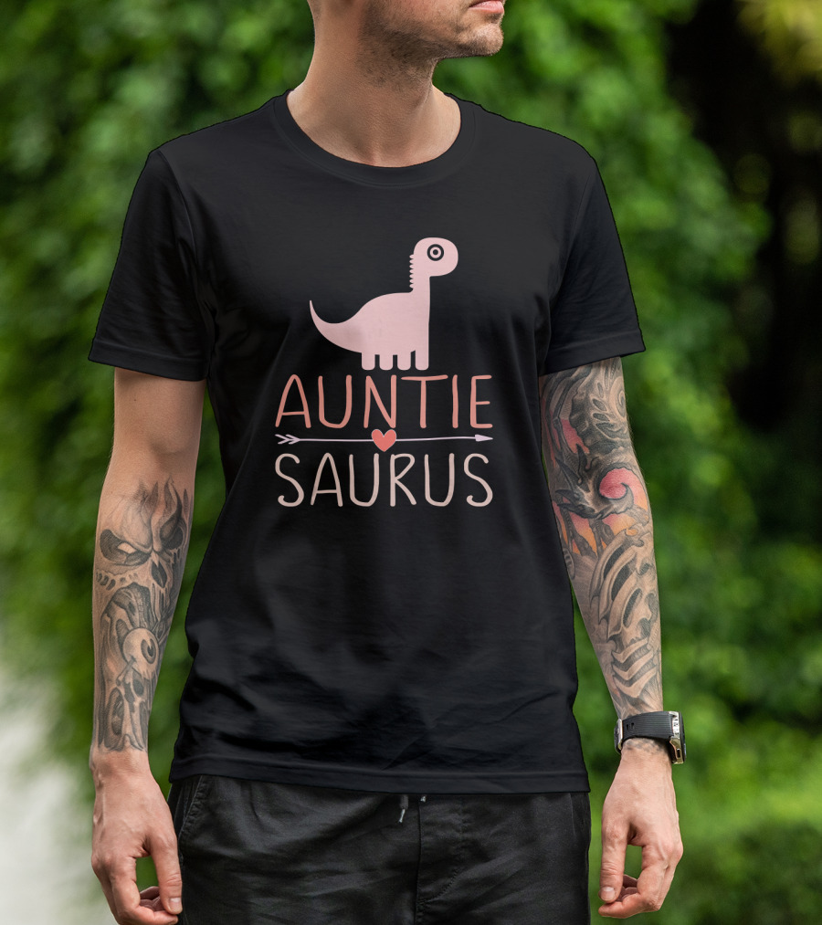Auntie Saurus Dinosaur Rex Heart Arrow T-Shirt