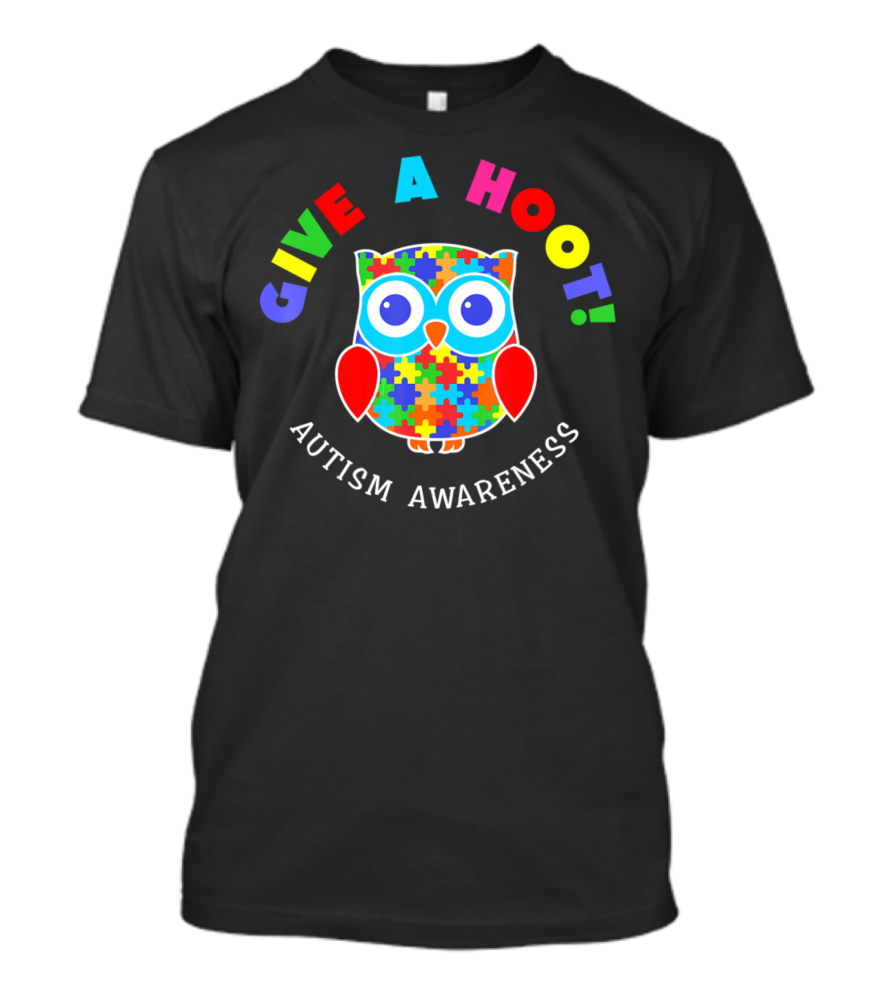 Autism Awareness Give A Hoot Puzzle Owl T-Shirt