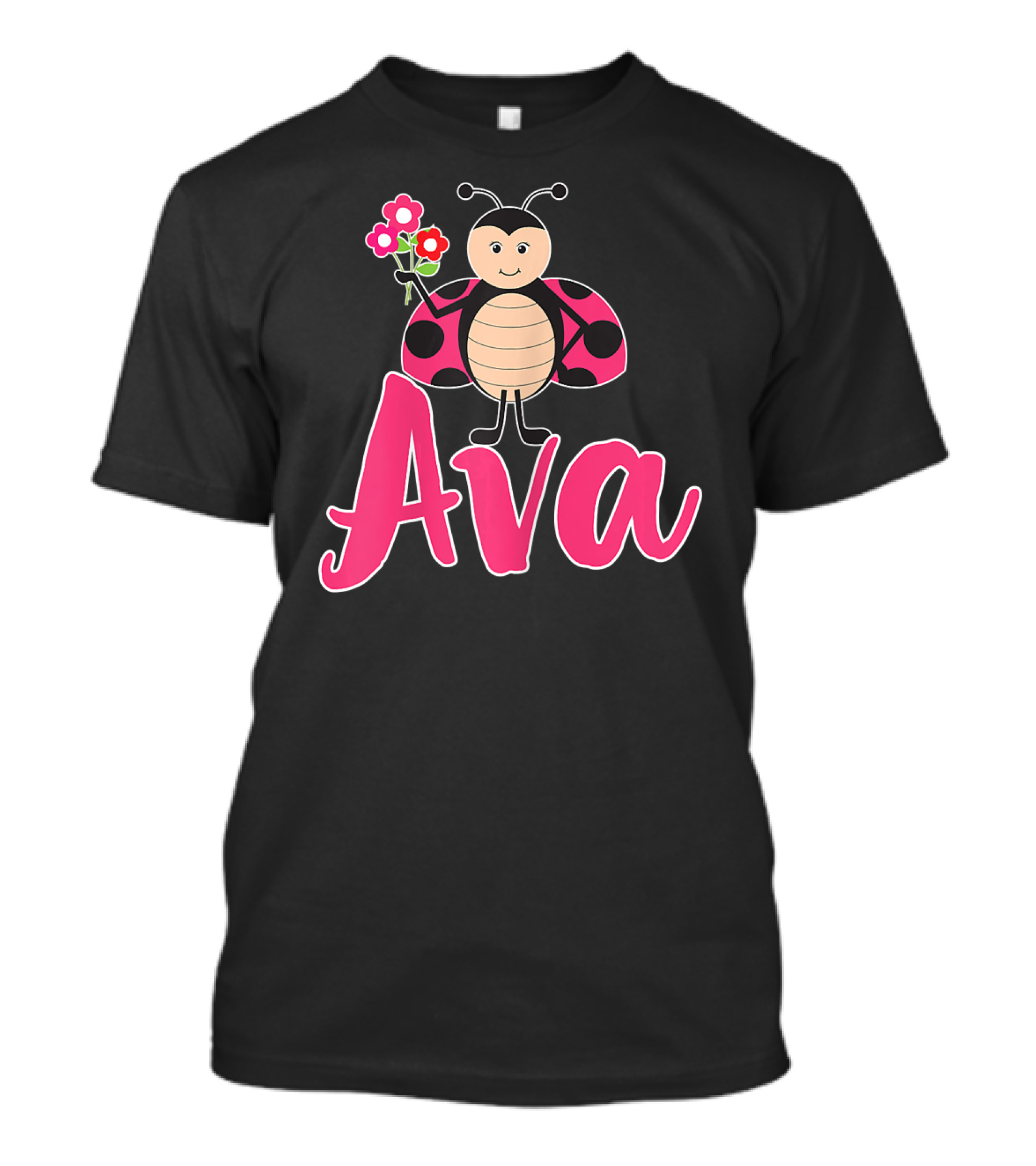 Ava Ladybug Holding Flowers Cute T-Shirt