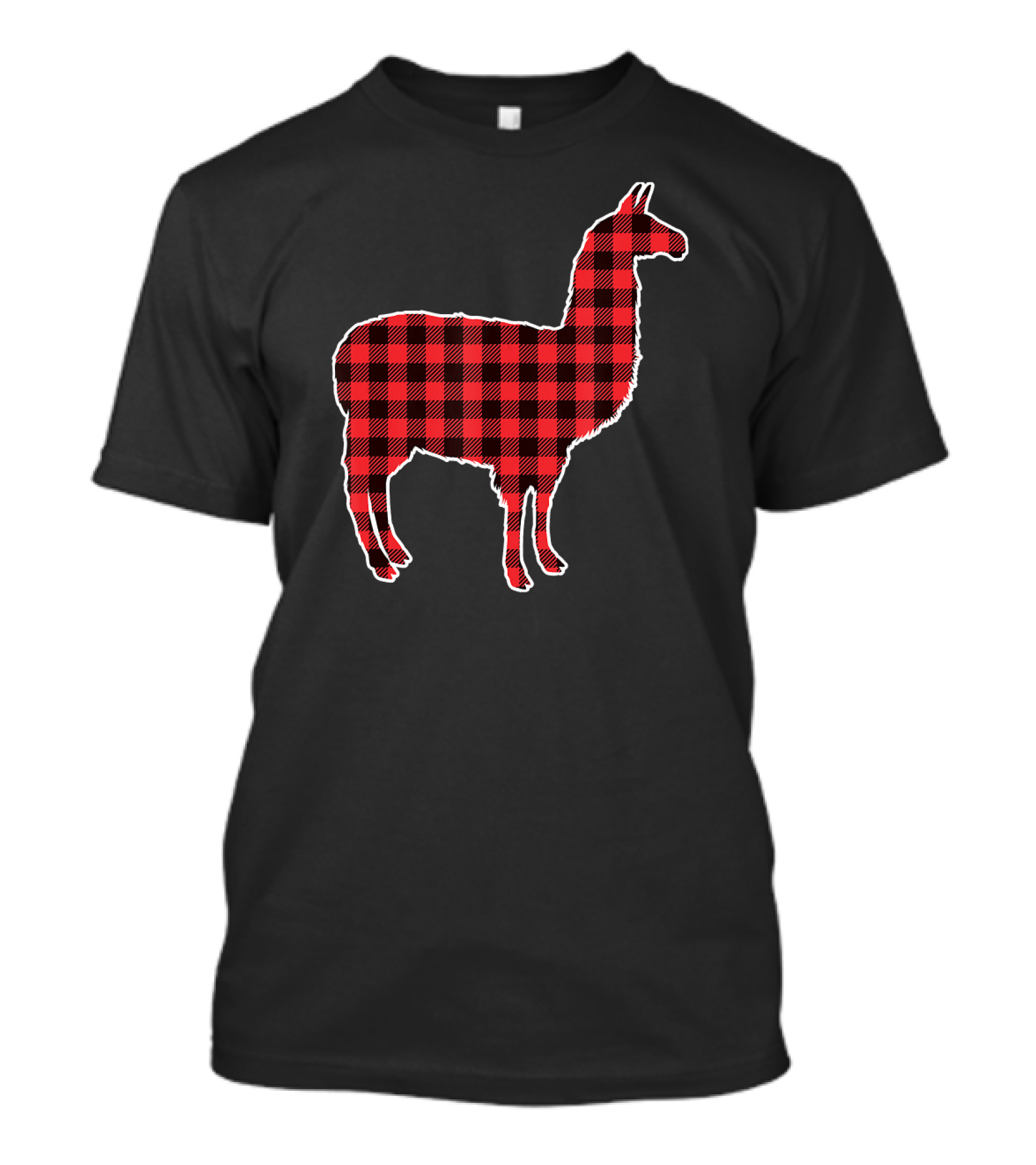 Awesome Llama Lumberjack Design Red Plaid T-Shirt