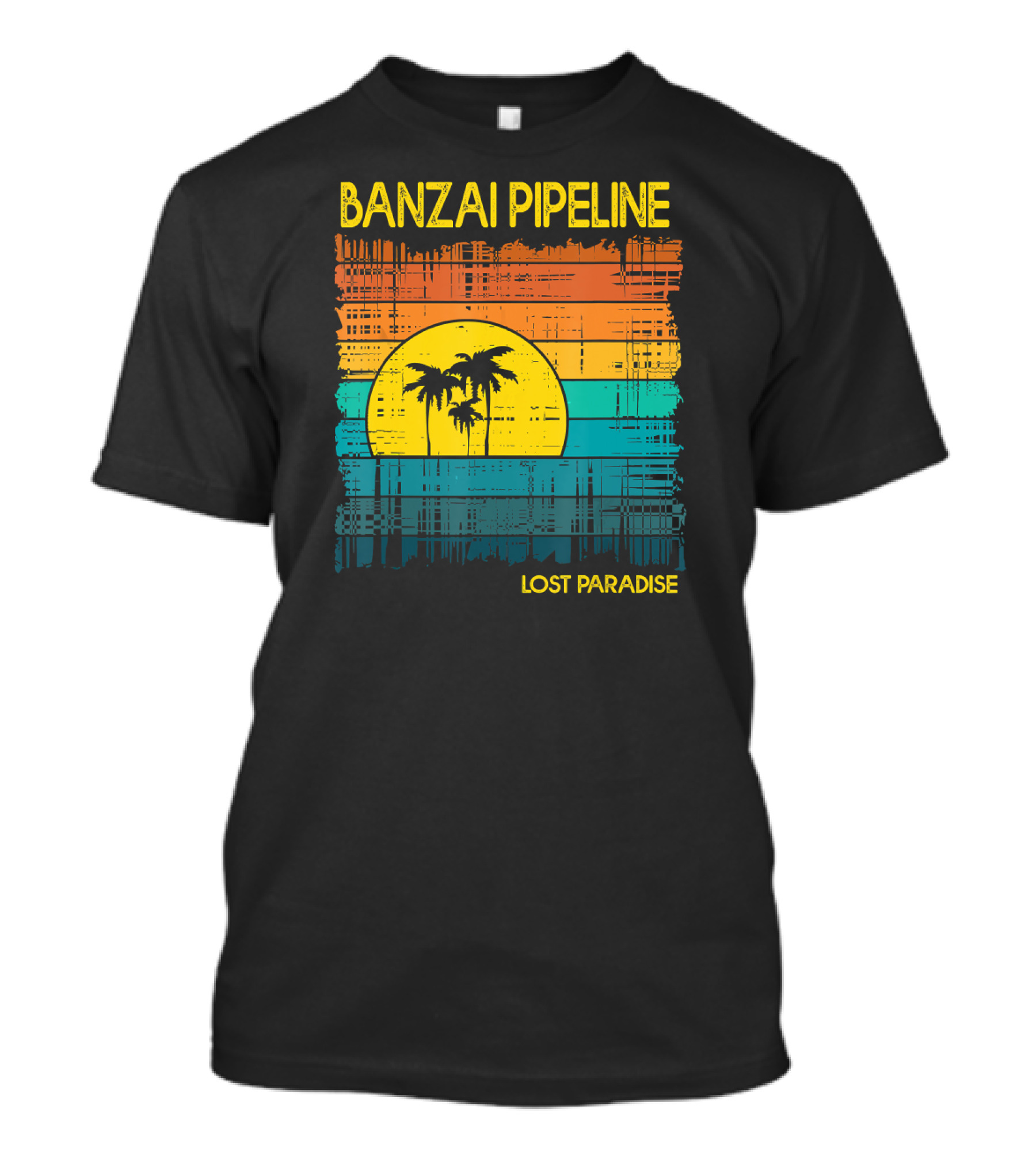 Banzai Pipeline Lost Paradise Oahu Hawaii Retro Sunset Palms T-Shirt