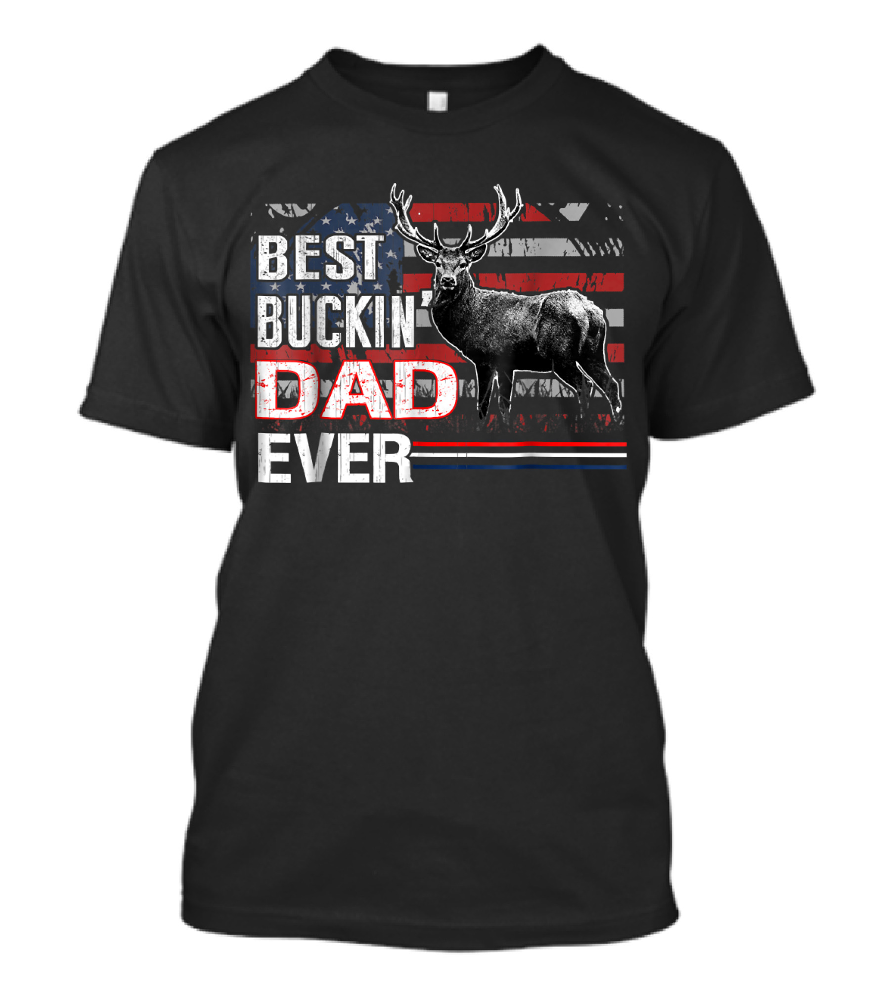 Best Buckin' Dad Ever Deer Hunting Buck American Flag T-Shirt