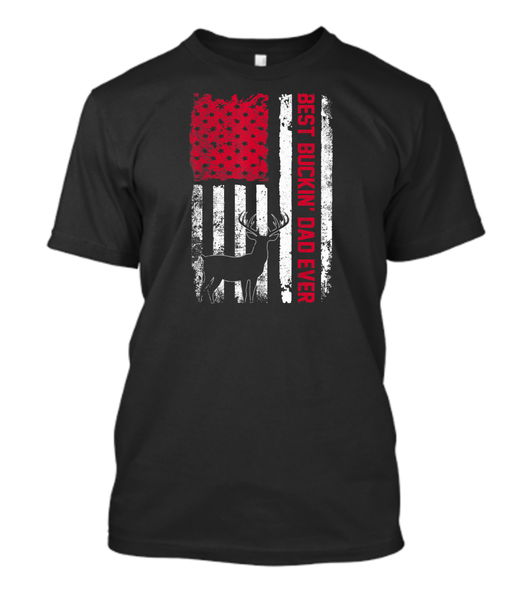 Best Buckin Dad Ever American Flag Deer Hunter T-Shirt