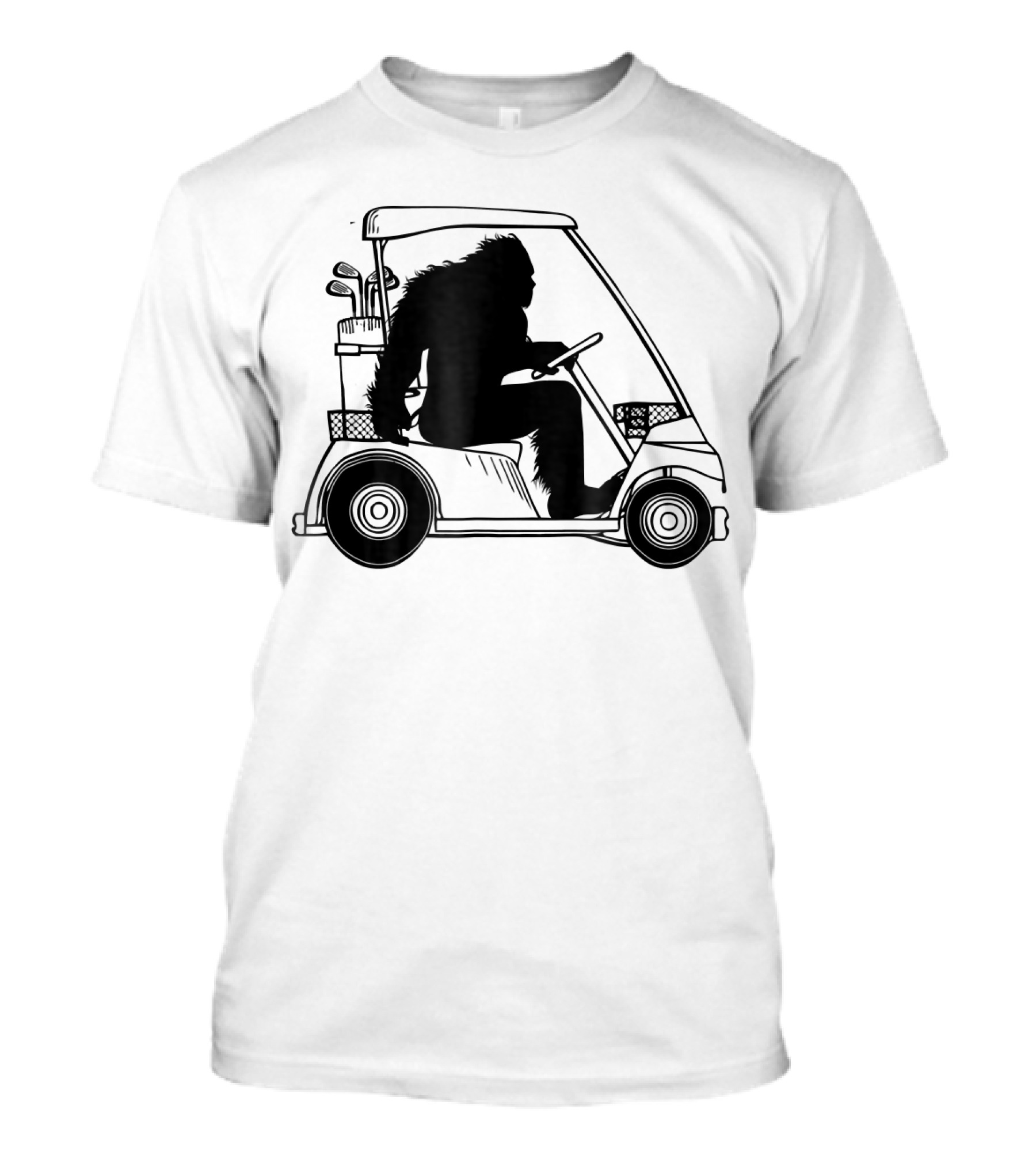 Bigfoot Sasquatch Golfing Driving Golf Cart T-Shirt
