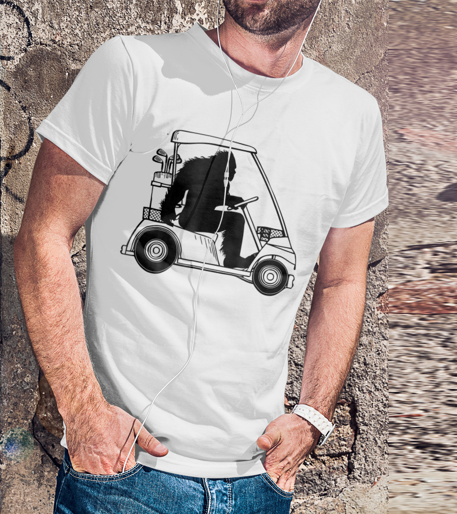 Bigfoot Sasquatch Golfing Driving Golf Cart T-Shirt