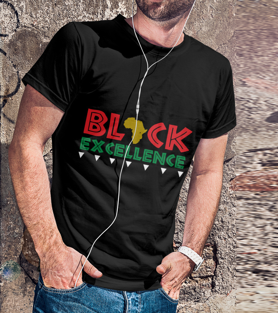 Black Excellence Africa Map Tri-Color T-Shirt