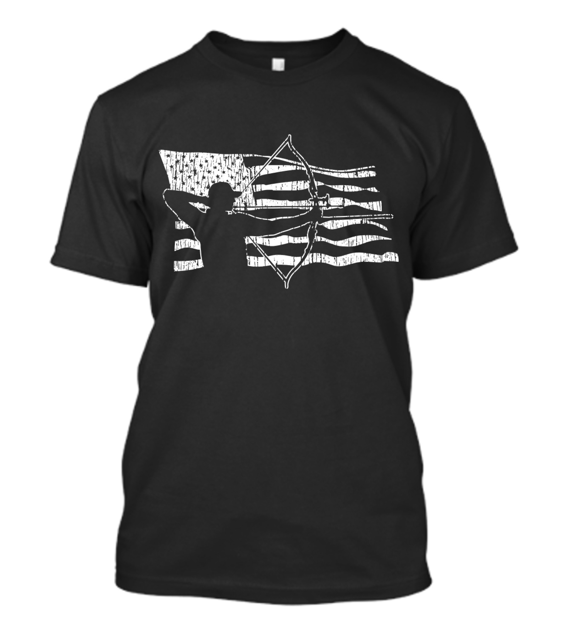 Bow Hunting Archery American Flag Silhouette Patriotic T-Shirt