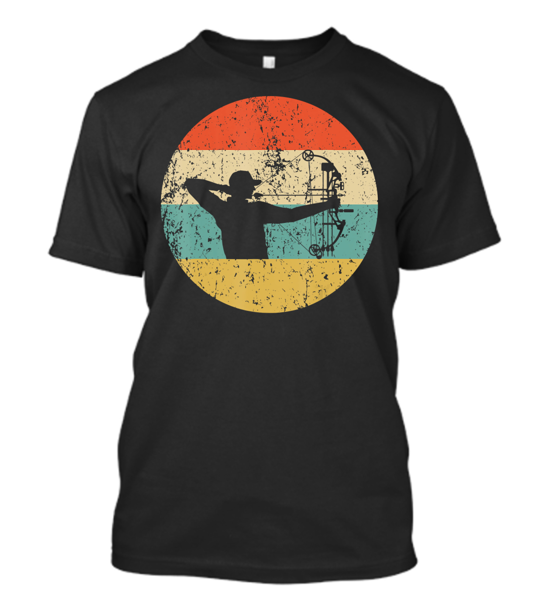Bow Hunting Vintage Retro Archery Silhouette Circle T-Shirt
