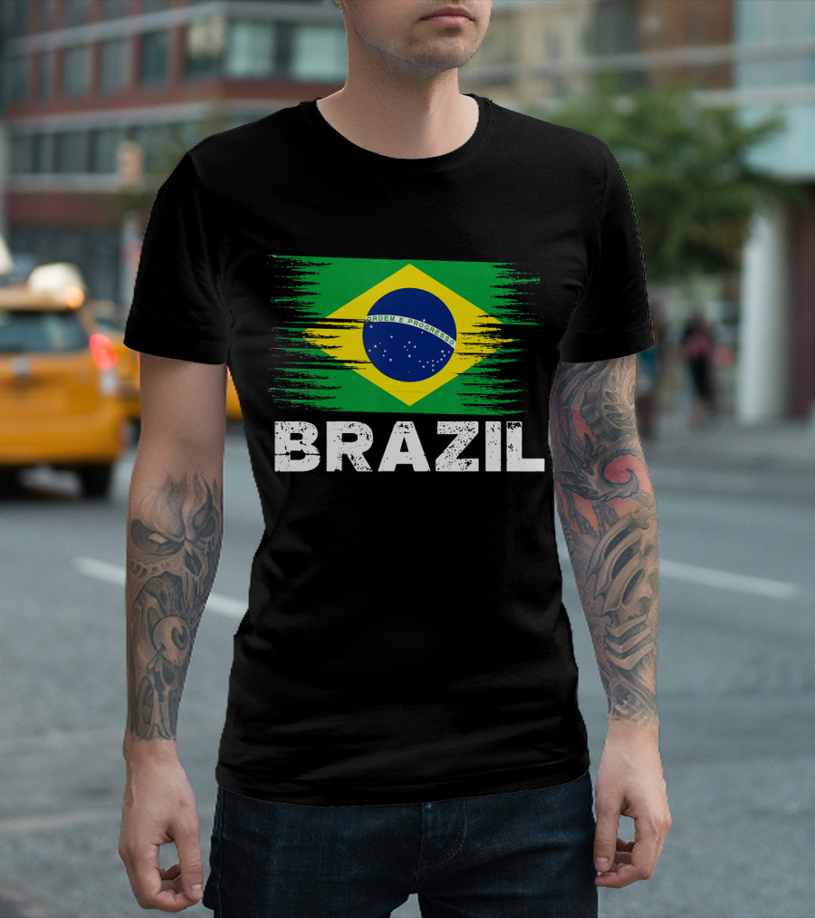 Brazil Brazilian Flag Ordem E Progresso Soccer Sports T-Shirt
