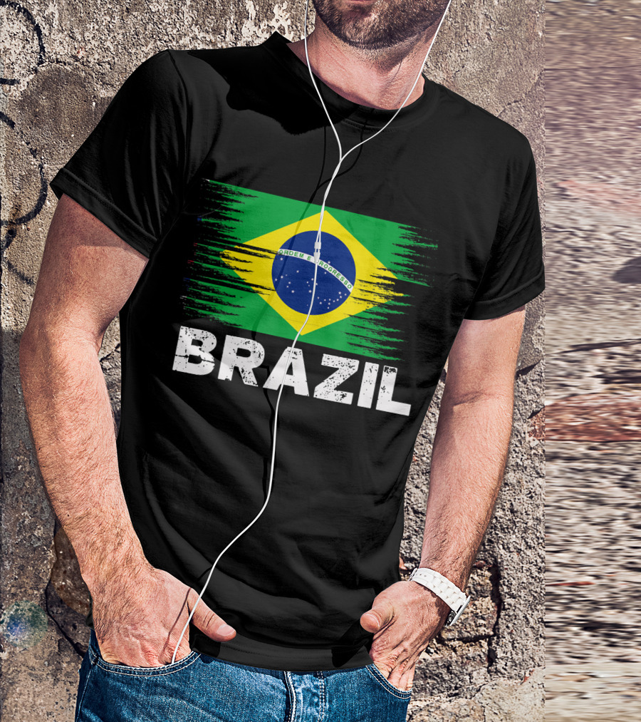 Brazil Brazilian Flag Ordem E Progresso Soccer Sports T-Shirt