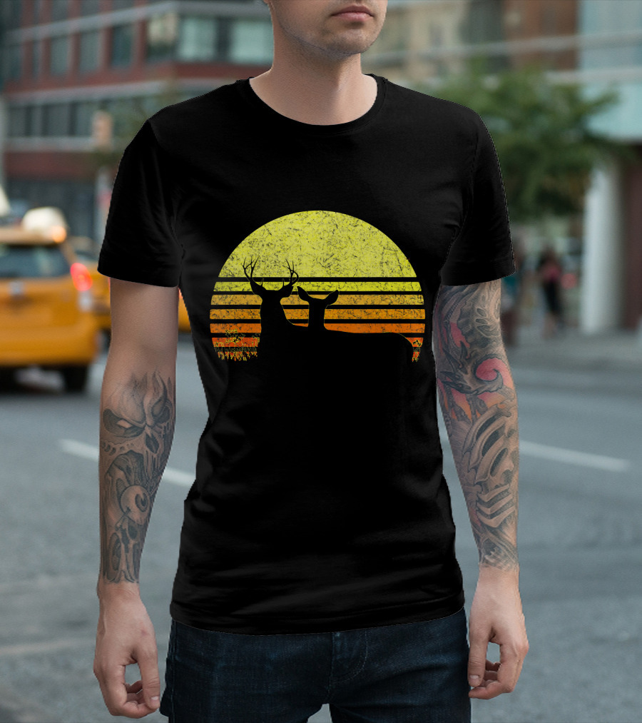 Buck Mule Deer Hunting Dad Sunset T-Shirt