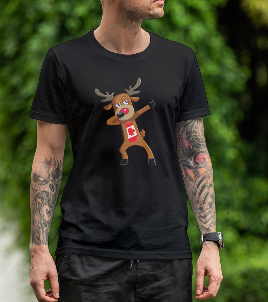 Canada Day Dabbing Deer With Maple Leaf T-Shirt