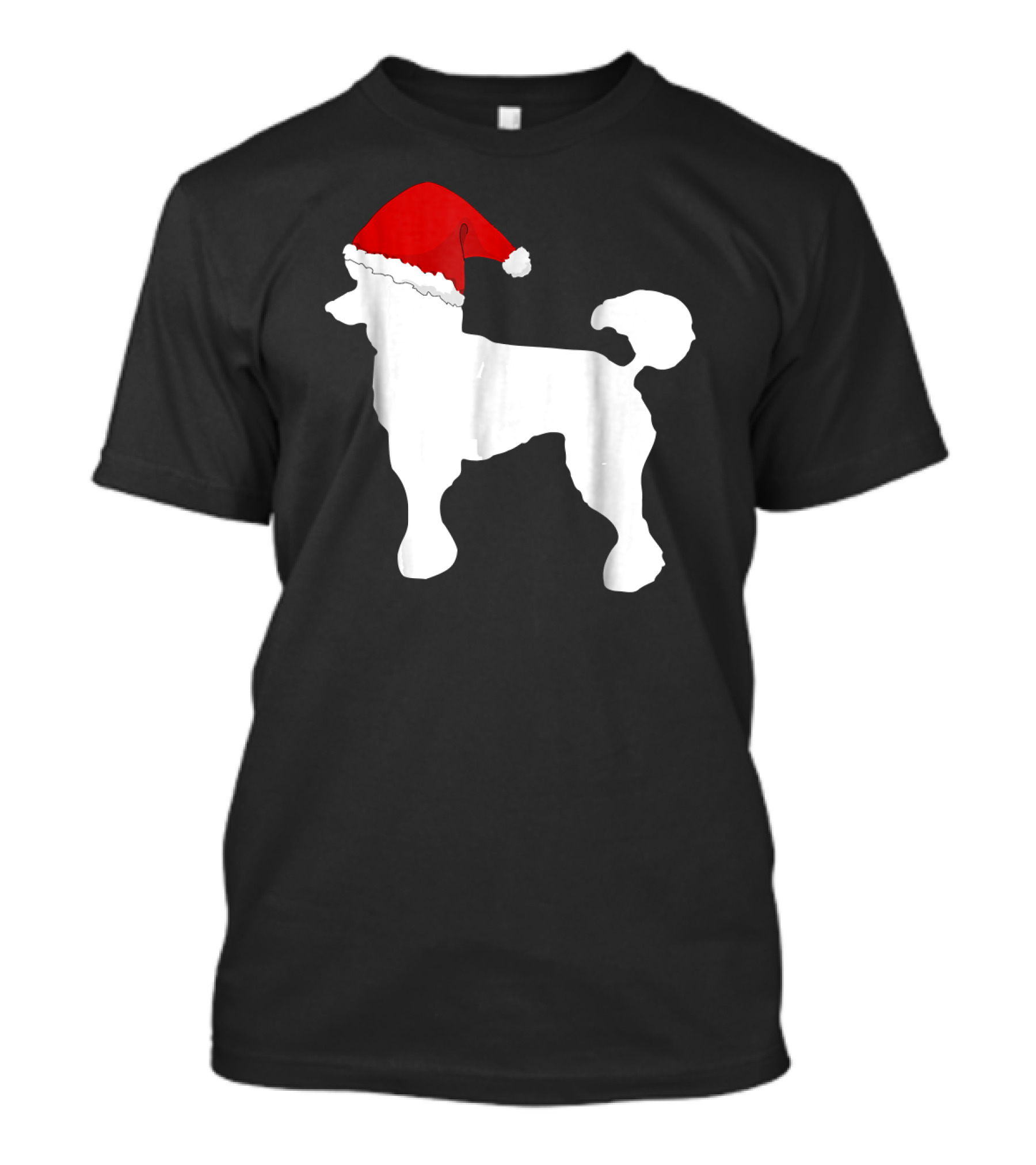 Christmas Poodle Dog Silhouette With Santa Hat T-Shirt