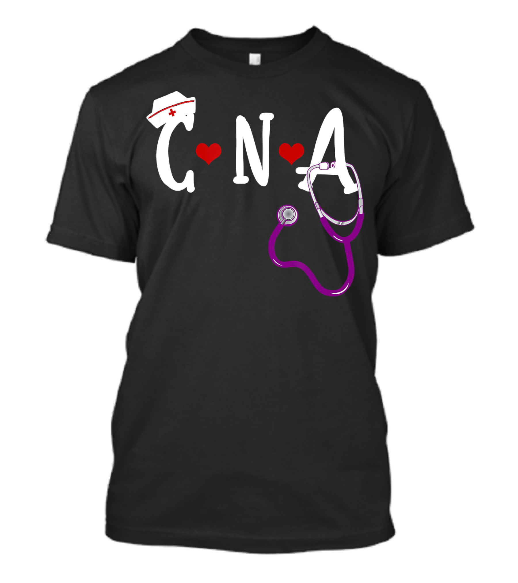 CNA Nurse Scrub Cap Heart Stethoscope T-Shirt
