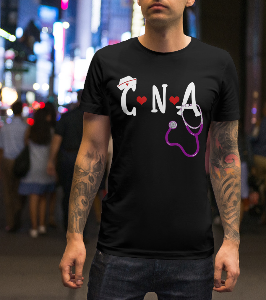 CNA Nurse Scrub Cap Heart Stethoscope T-Shirt