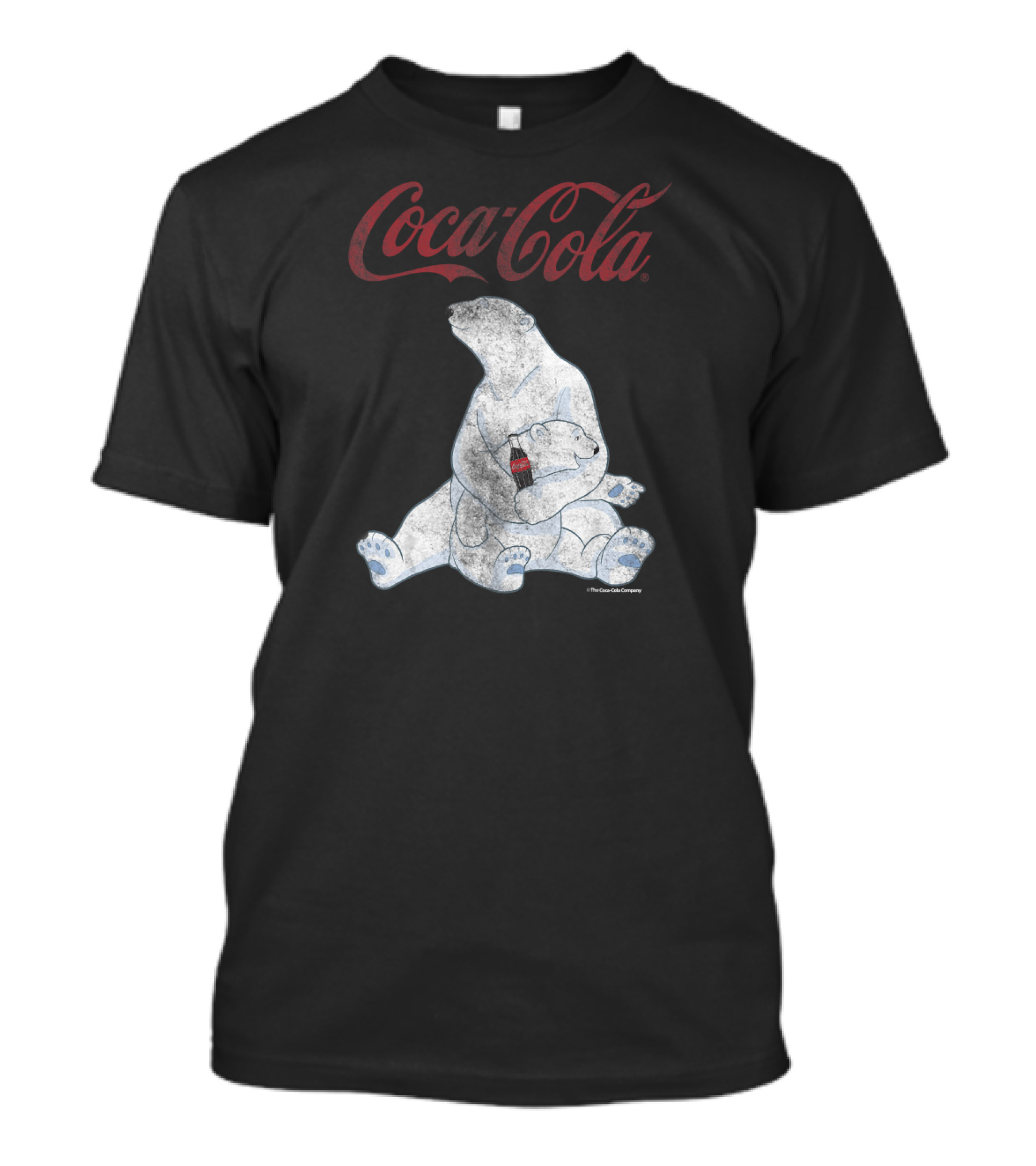 Coca Cola Vintage Faded Polar Bears Hugging With Soda Bottle T-Shirt