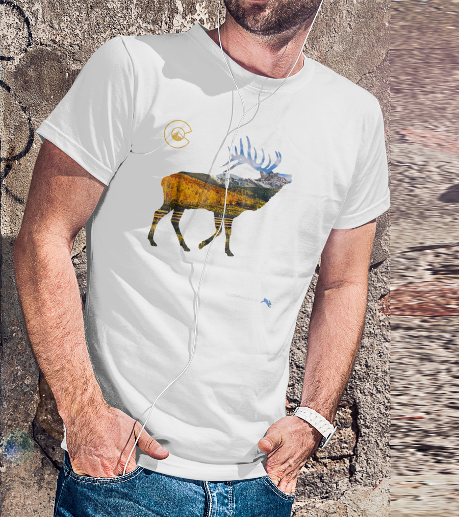 Colorado Elk Landscape With Iconic Mountain And Forest Scene T-Shirt