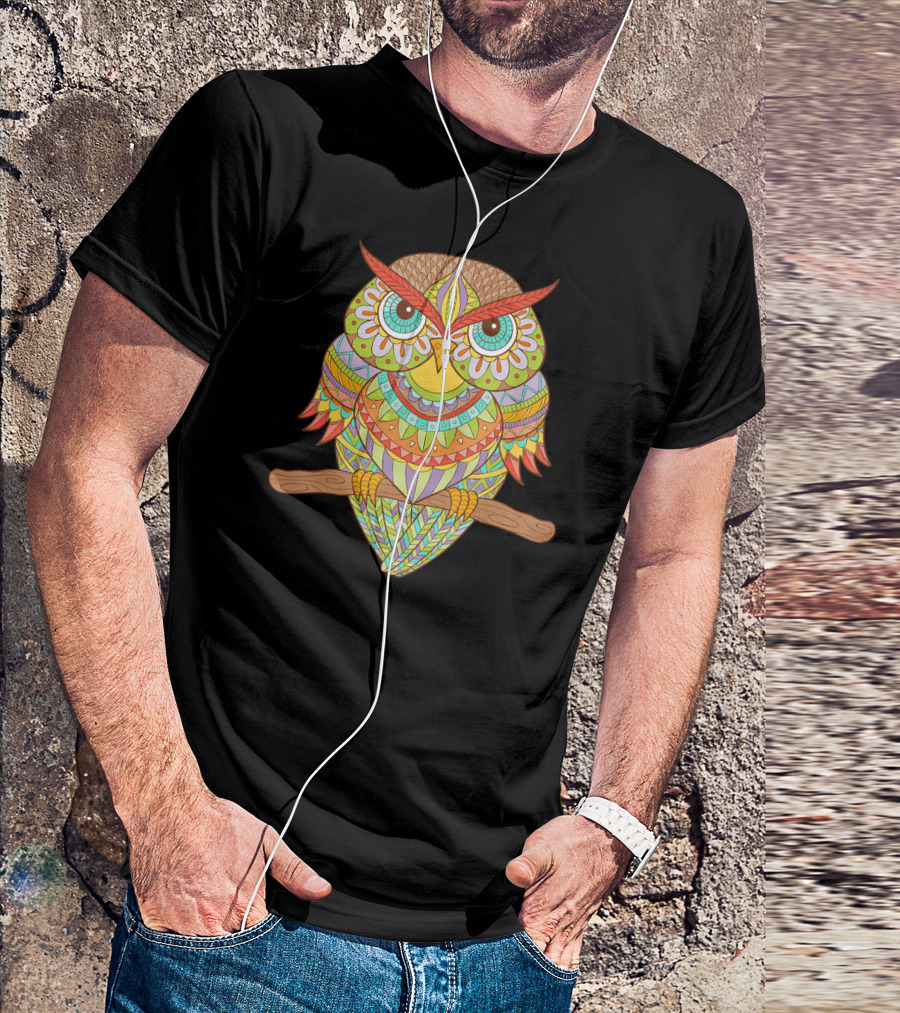 Cool Vibrant Mosaic Owl T-Shirt