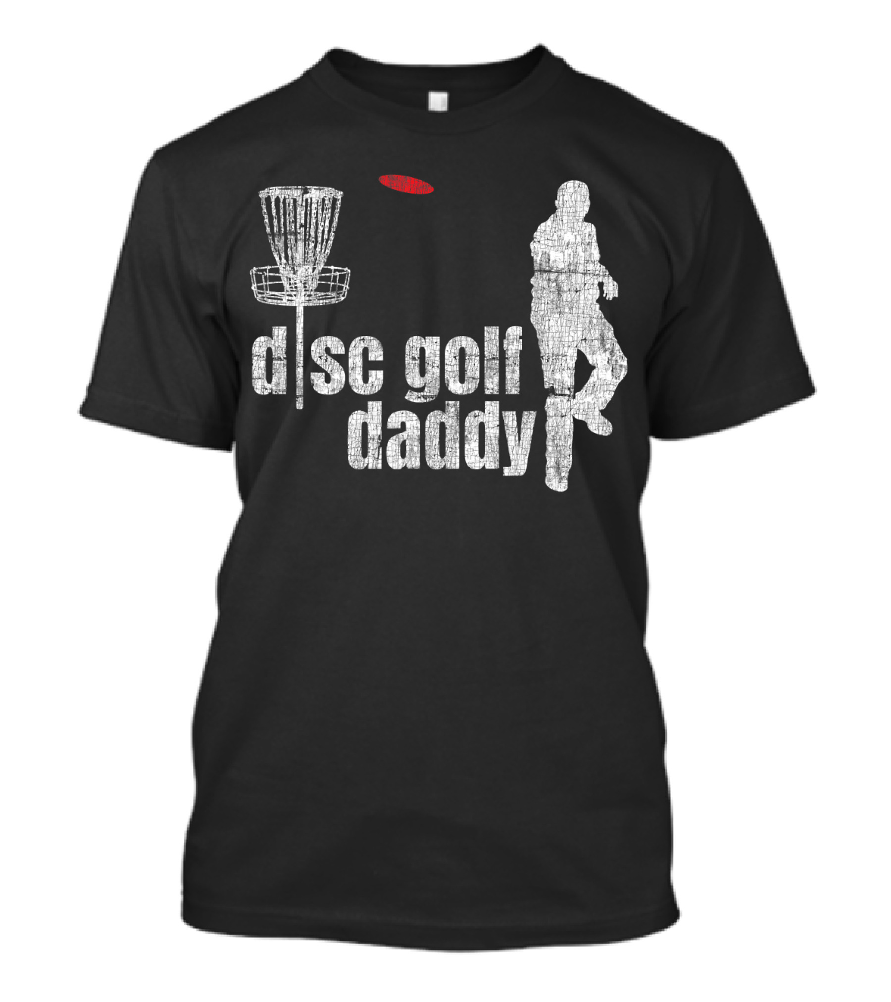 Disc Golf Daddy Frolf Player With Basket And Red Disc T-Shirt