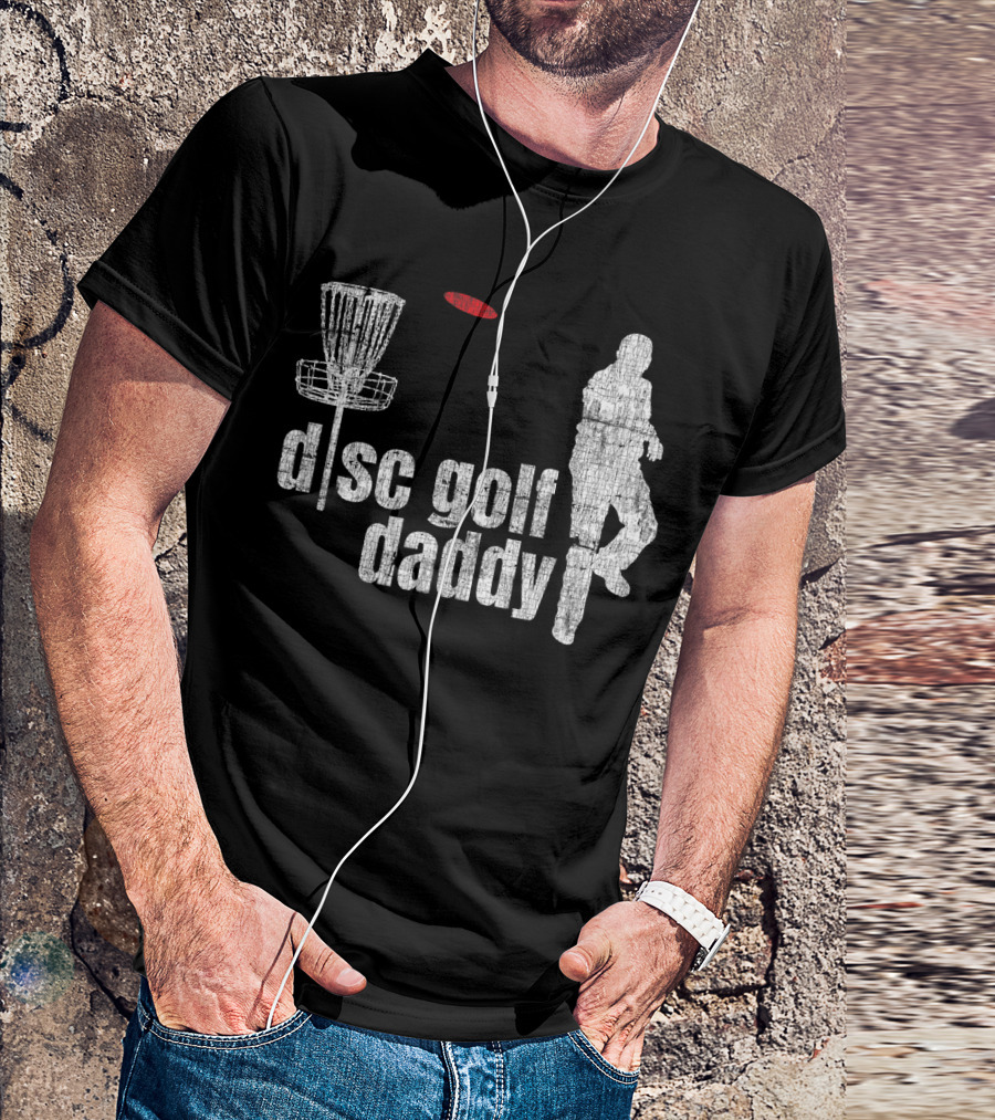 Disc Golf Daddy Frolf Player With Basket And Red Disc T-Shirt