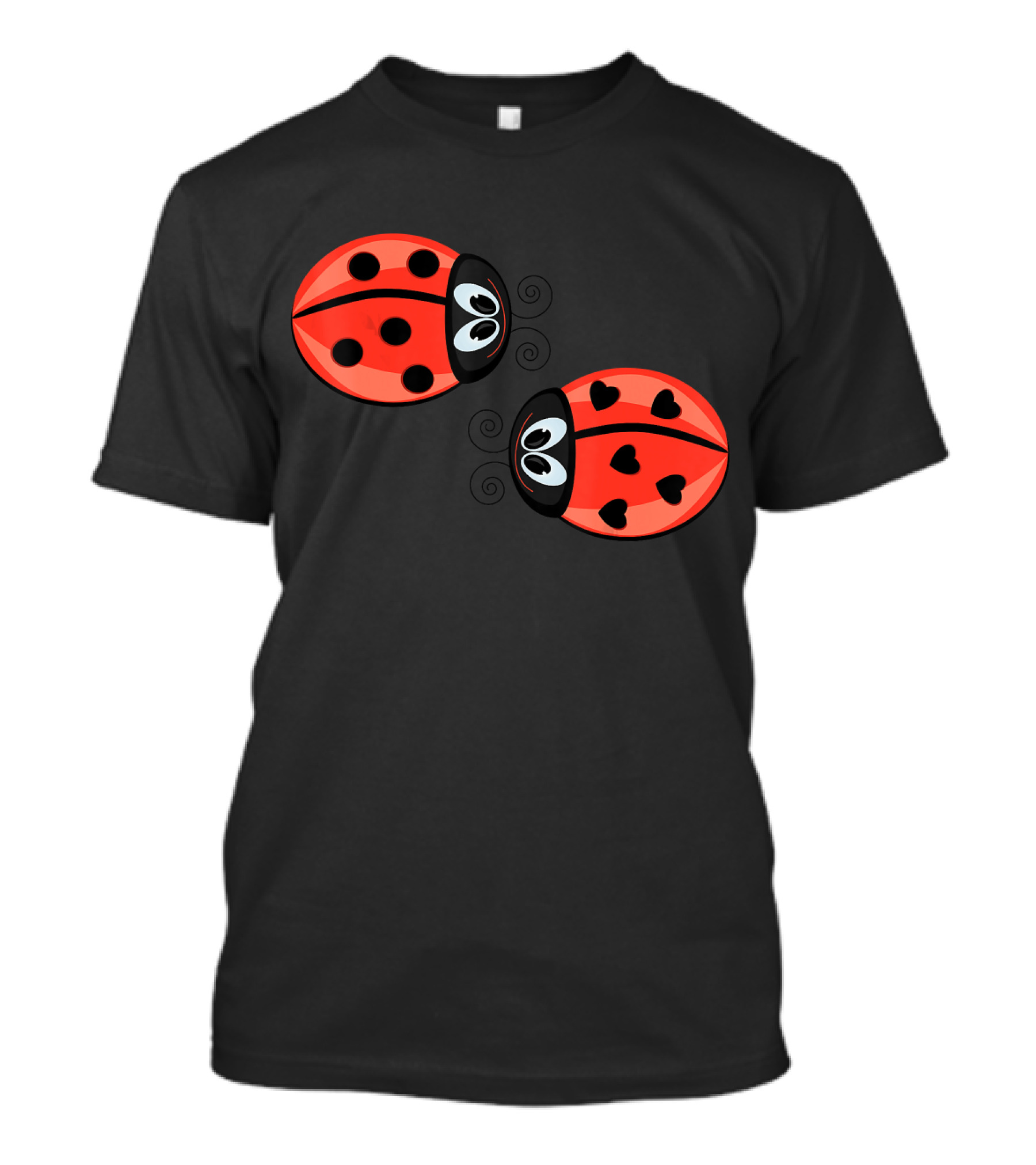 Cool Ladybug Cartoon Style Cute Bug Pattern With Hearts And Dots T-Shirt