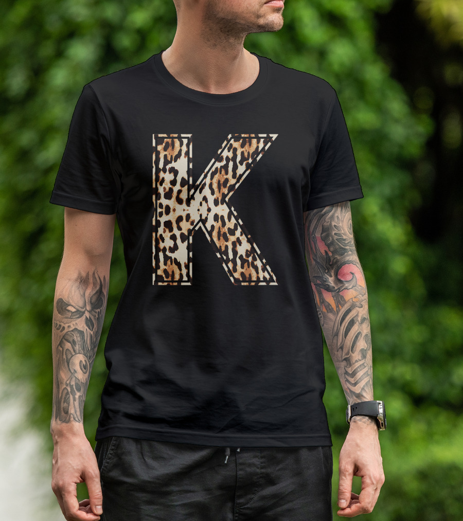 Cool Letter K Initial Name Leopard Cheetah T-Shirt
