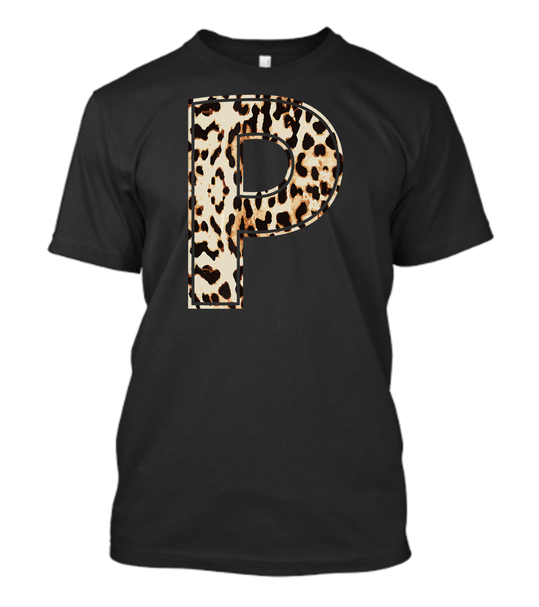 Cool Leopard Cheetah Pattern Initial Letter P T-Shirt