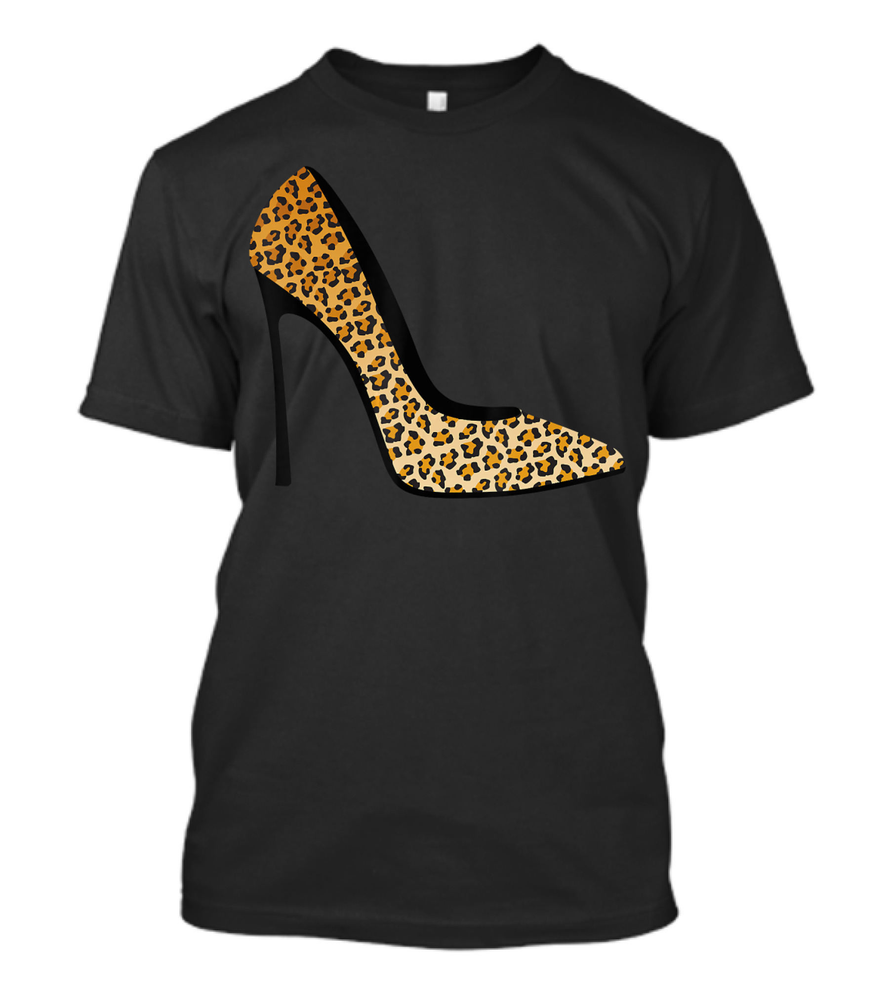 Cool Pointy Leopard Print High Heel Stiletto T-Shirt