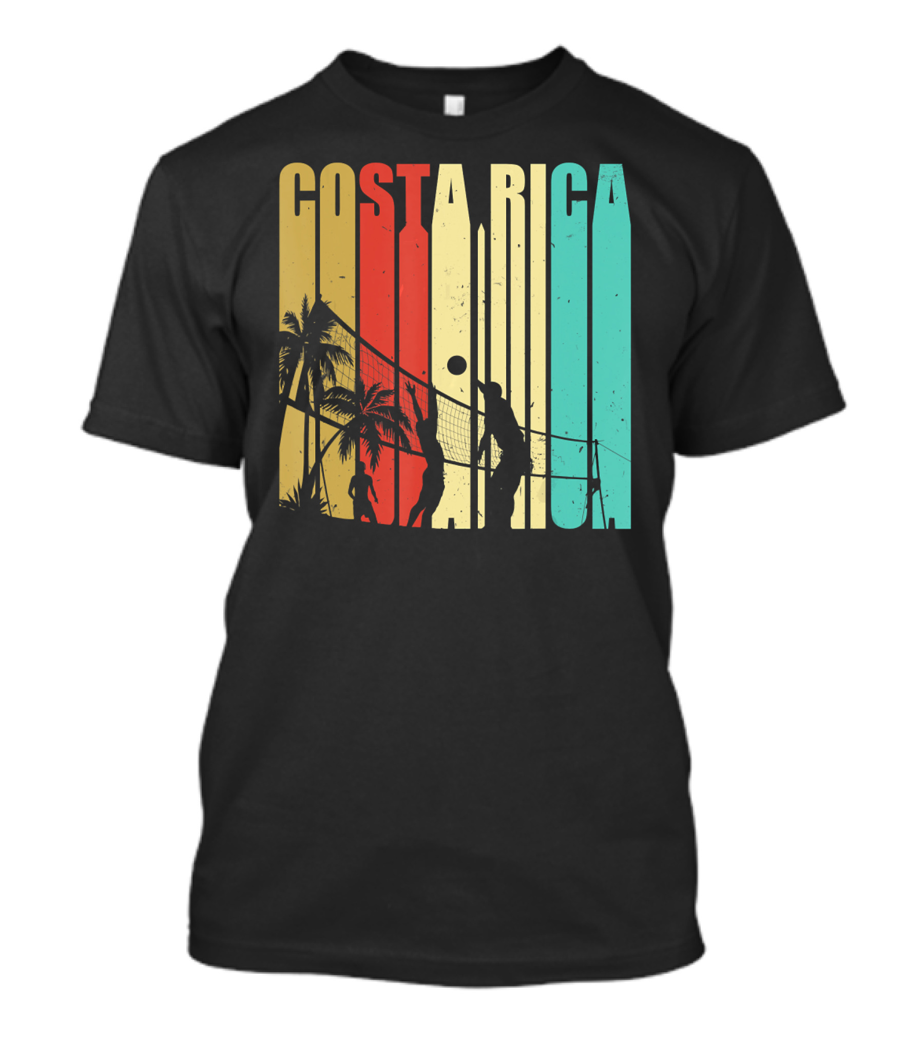 Costa Rica Beach Volleyball Palm Silhouettes Vintage T-Shirt