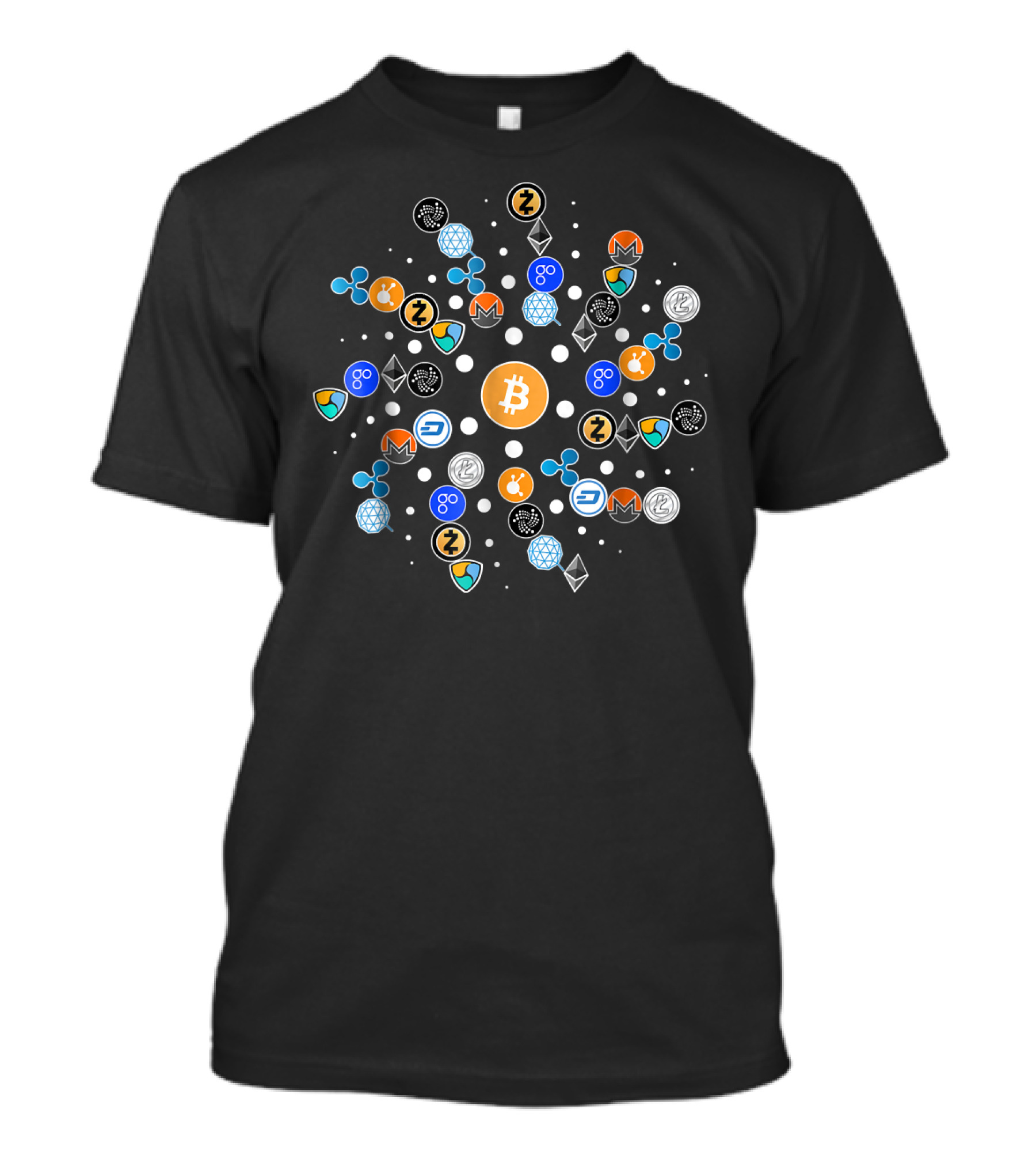 Crypto Xmas Bitcoin Ethereum Ripple Monero Dash Christmas Cryptocurrency T-Shirt