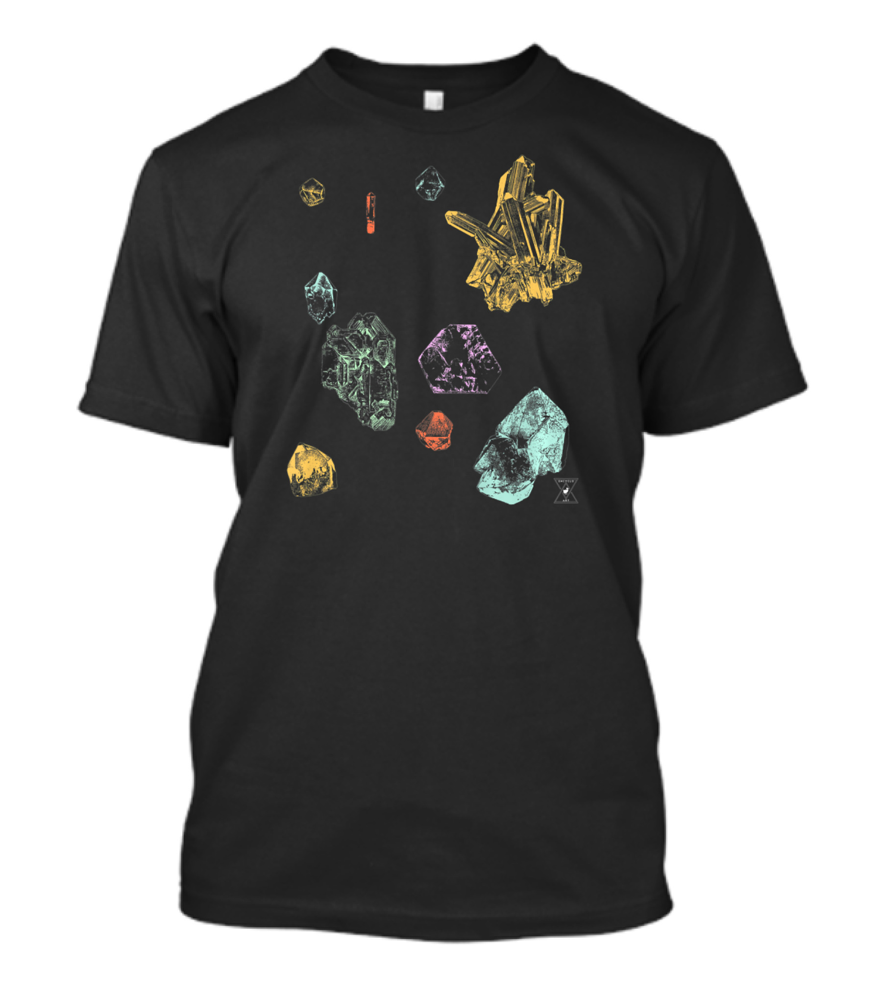 EncycloArt Gems Rock Crystal Collection Multicolored Mineral Display T-Shirt