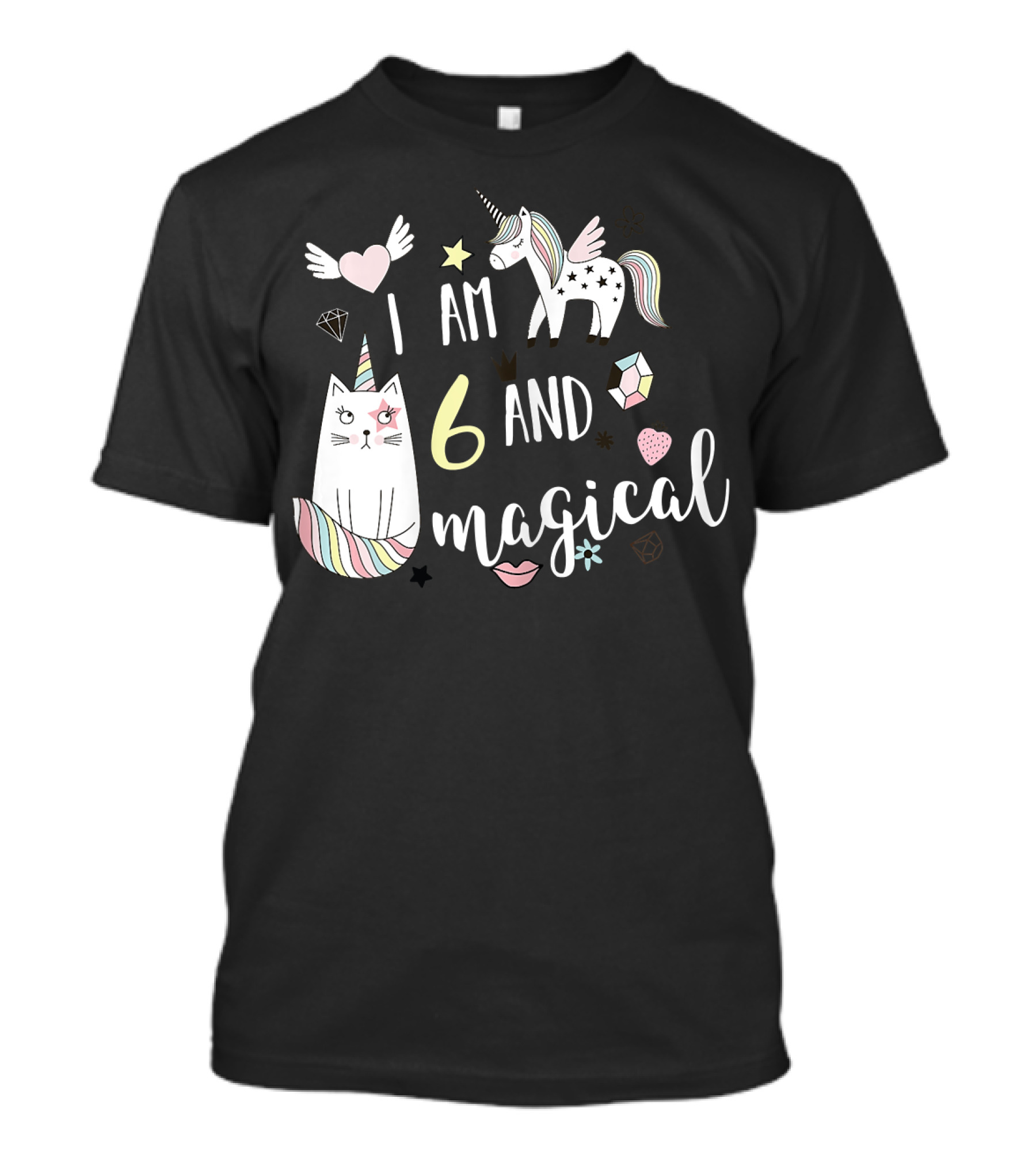 I Am 6 And Magical Caticorn Birthday T-Shirt