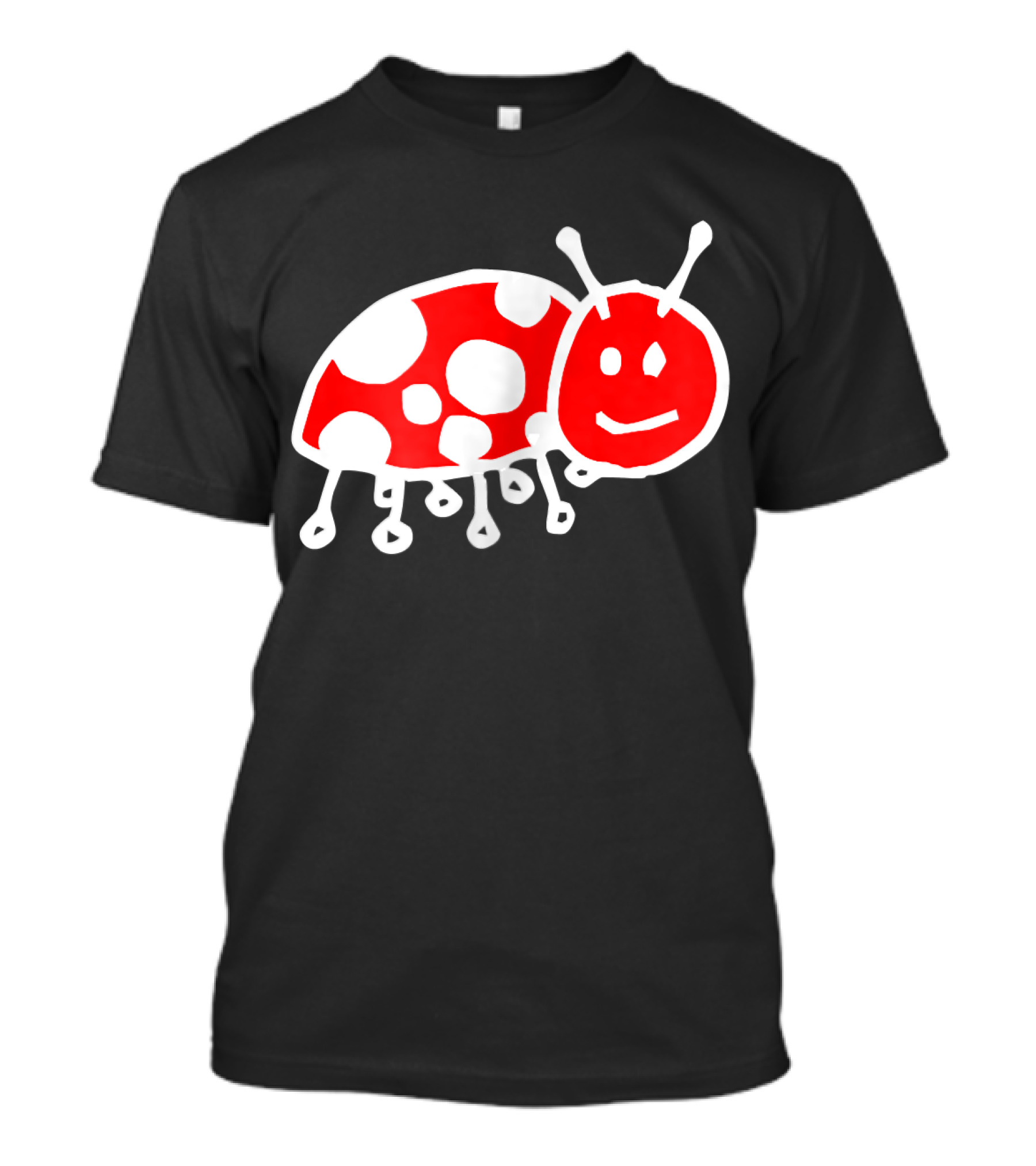 Cute Happy Red Ladybug Drawing T-Shirt