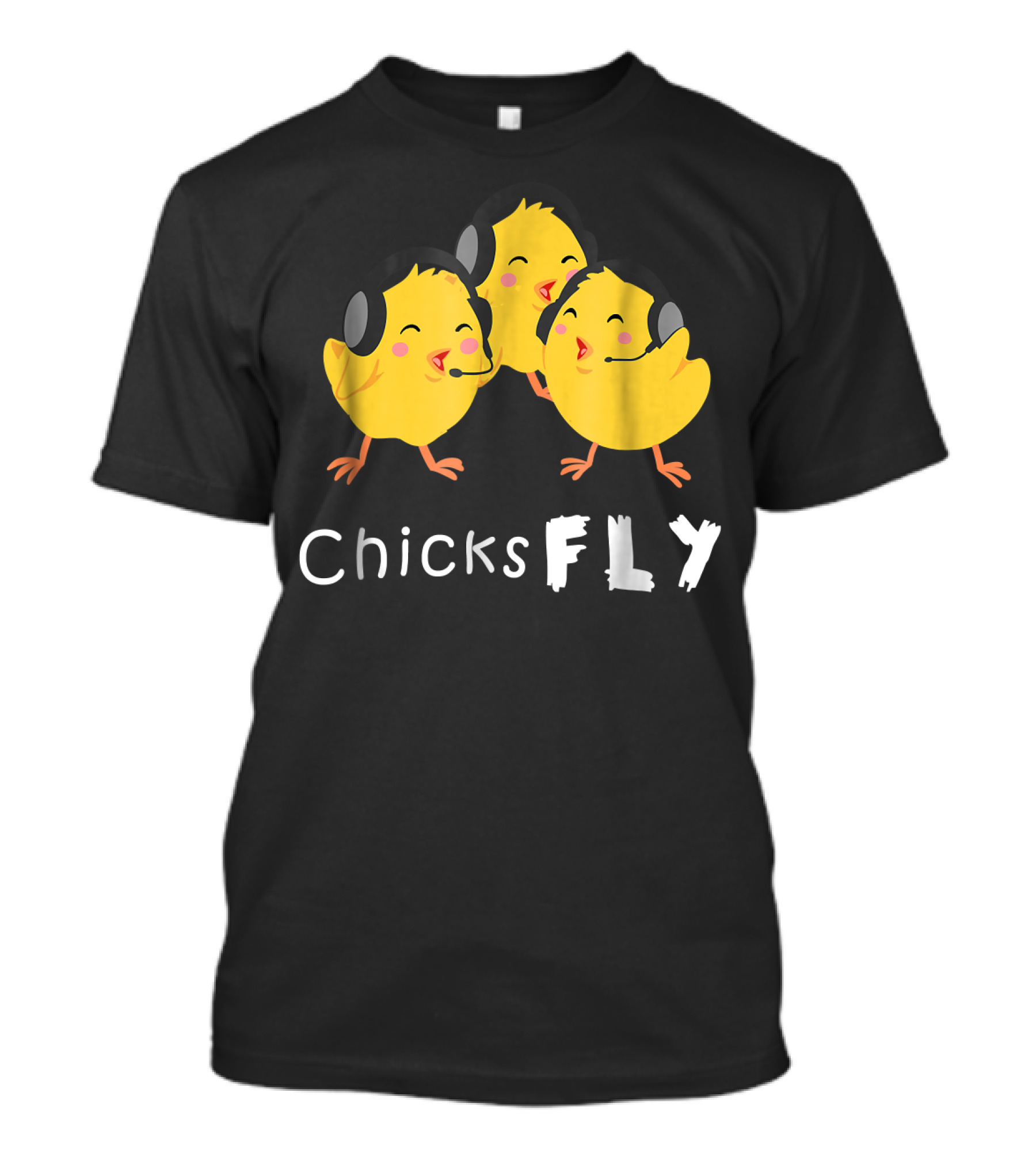 Chicks Fly Cute Female Pilot Aviation T-Shirt