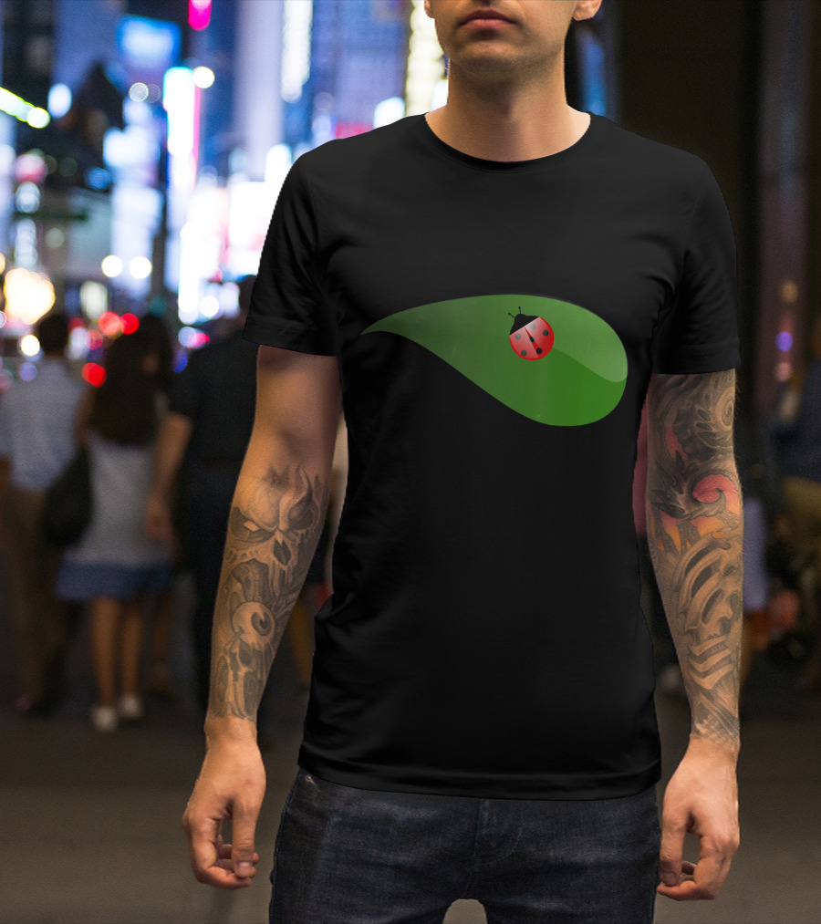 Cute Ladybug On A Green Leaf T-Shirt