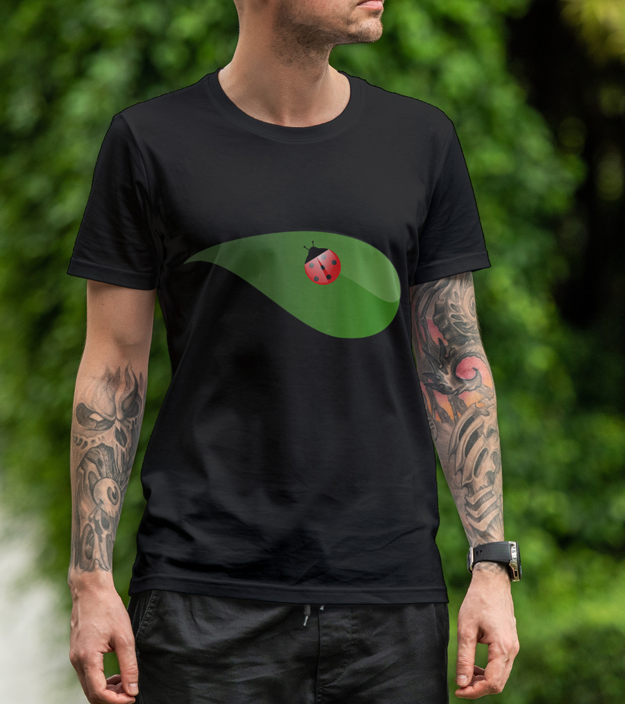 Cute Ladybug On A Green Leaf T-Shirt
