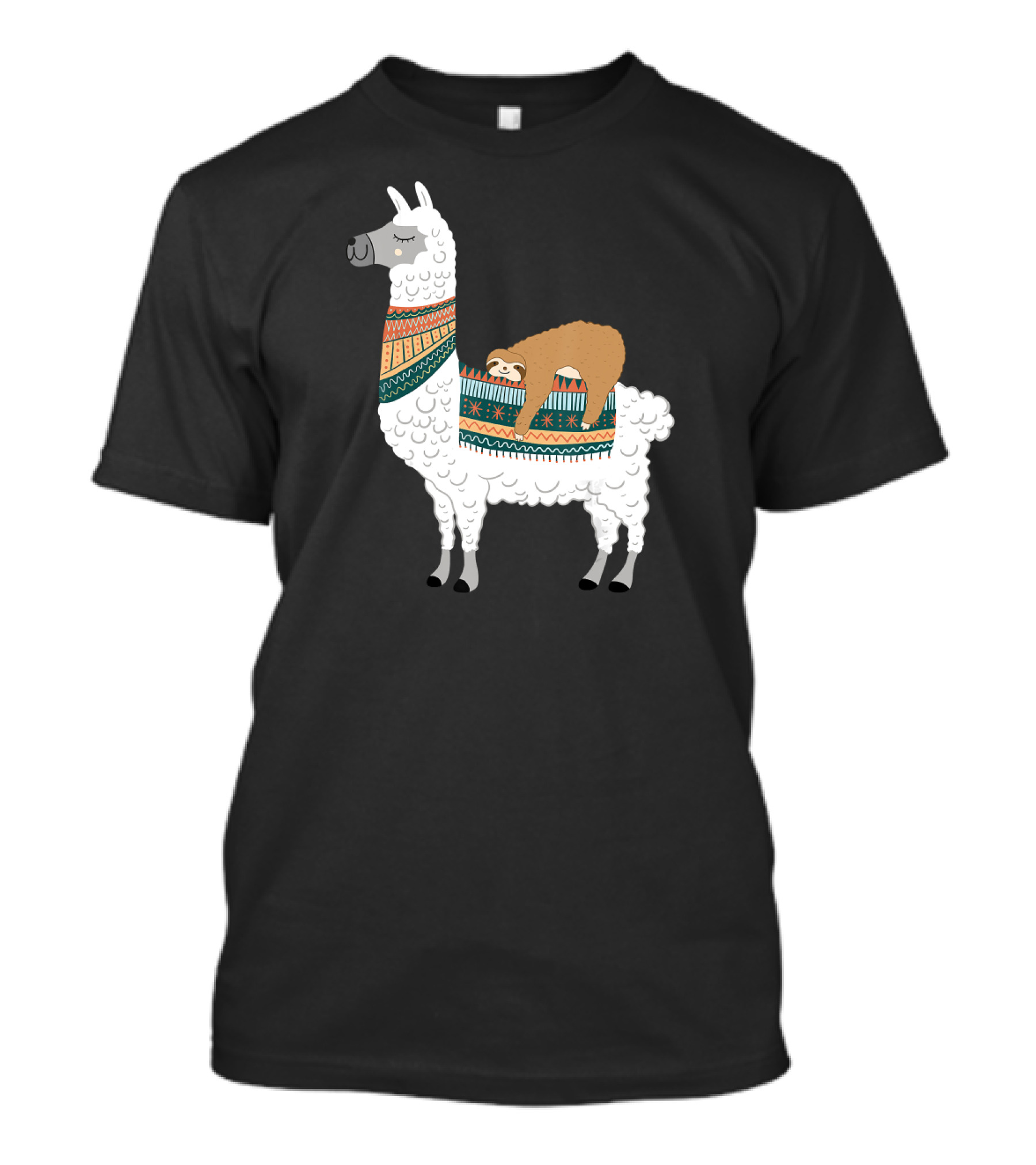 Cute Llama And Sloth Animal Lover Sleepy Pair In Cozy T-Shirt