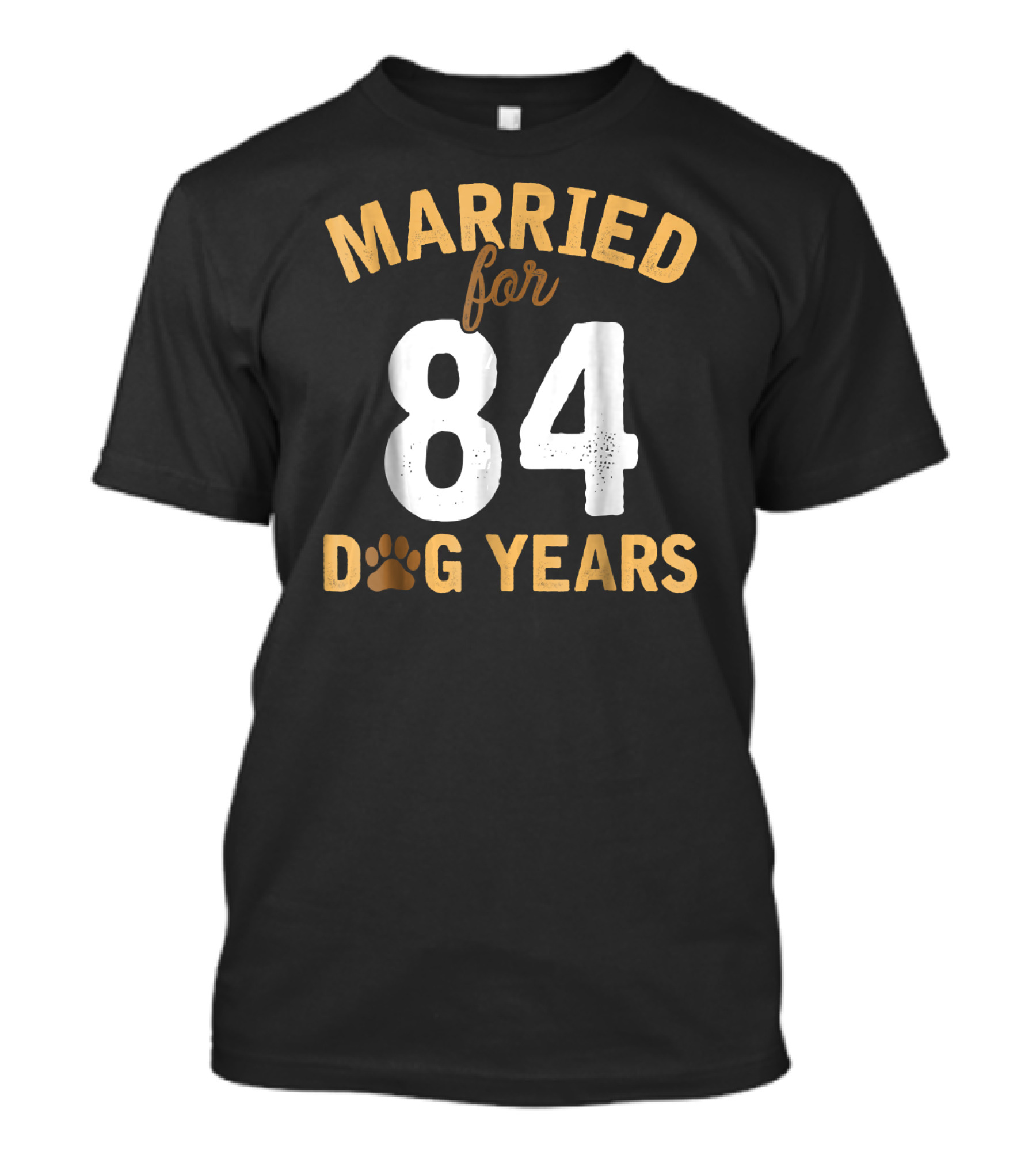 Married For 84 Dog Years Fun Anniversary Paw Prints T-Shirt