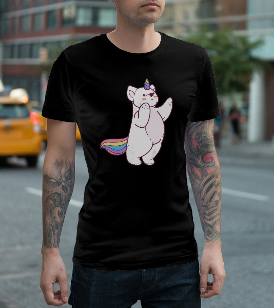Cute Polar Bear Unicorn with Rainbow Horn and Tail T-Shirt
