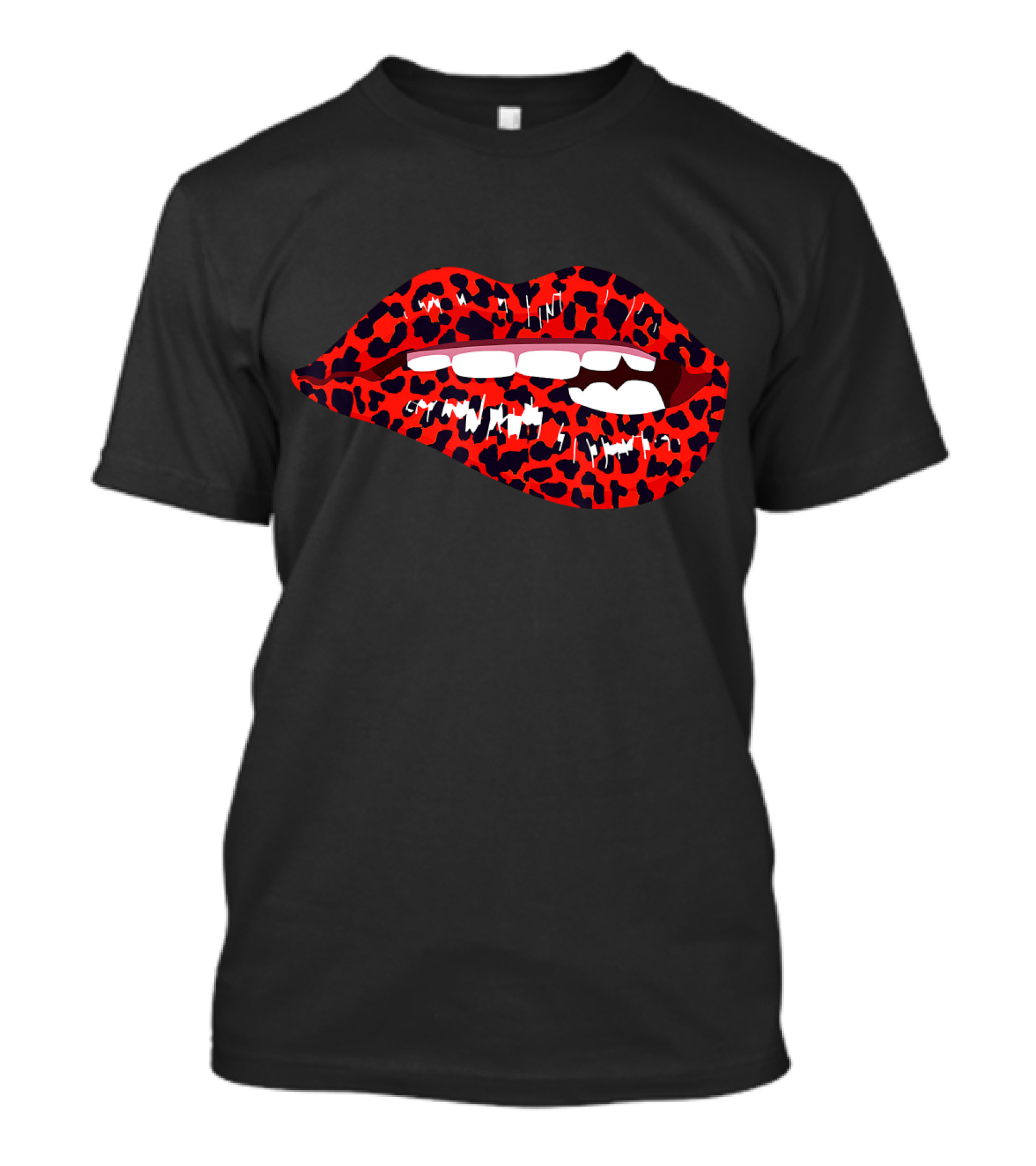 Cute Red Lips Kiss Me Leopard Cheetah Print T-Shirt