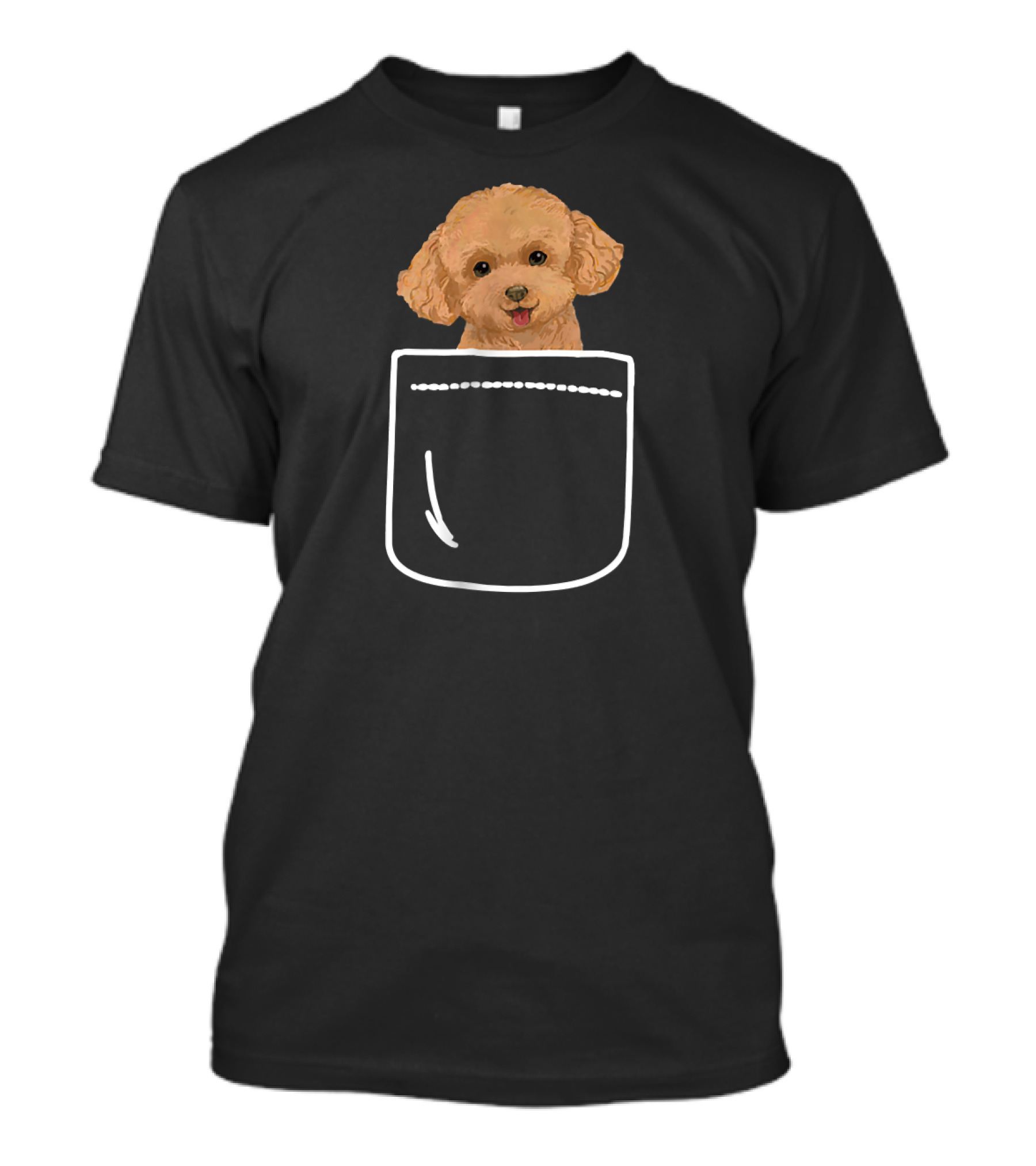 Toy Poodle Dog Peeking Out Of Pocket Cute T-Shirt