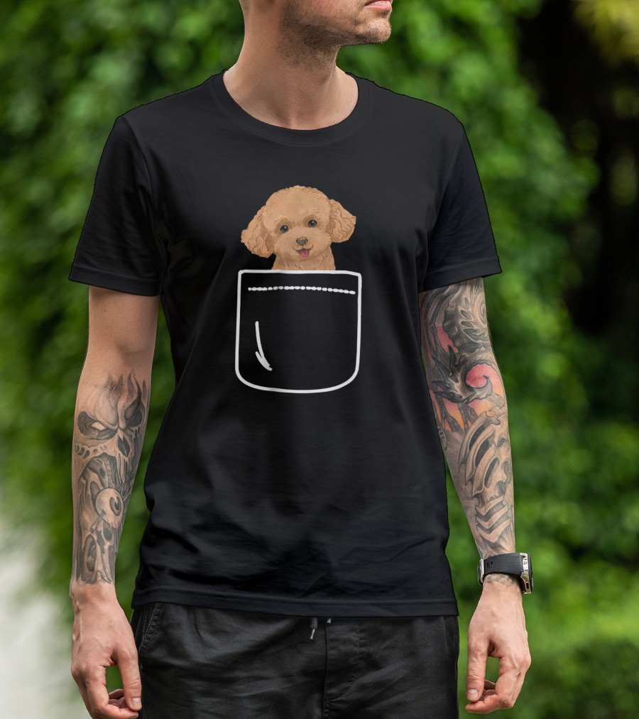 Toy Poodle Dog Peeking Out Of Pocket Cute T-Shirt