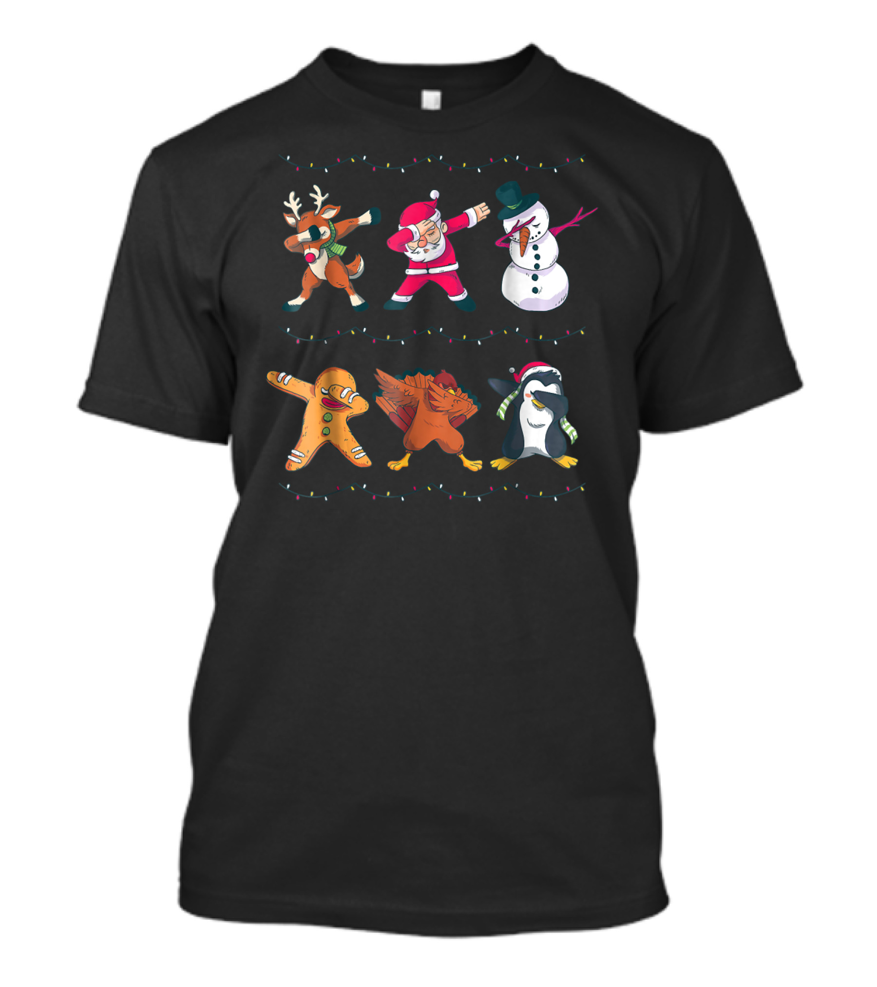 Dabbing Santa Reindeer Snowman Gingerbread Turkey Penguin Ugly Christmas T-Shirt