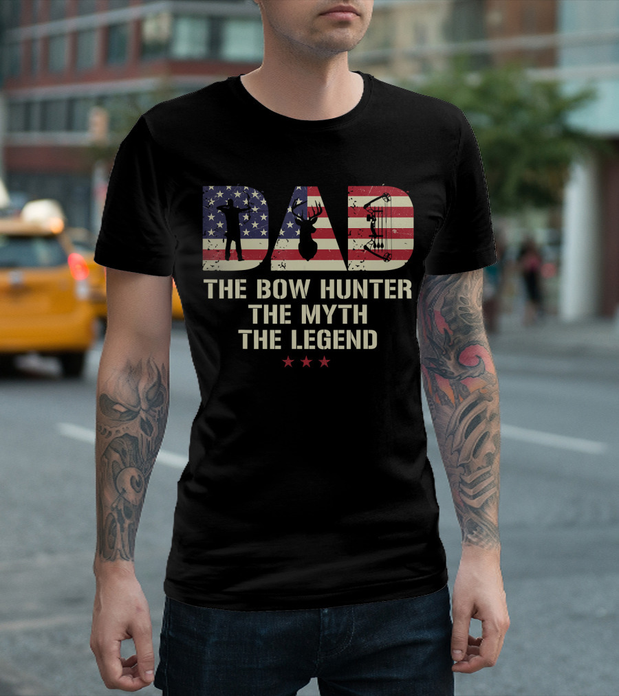 Dad The Bow Hunter The Myth The Legend Deer Hunting Cool Bo T-Shirt