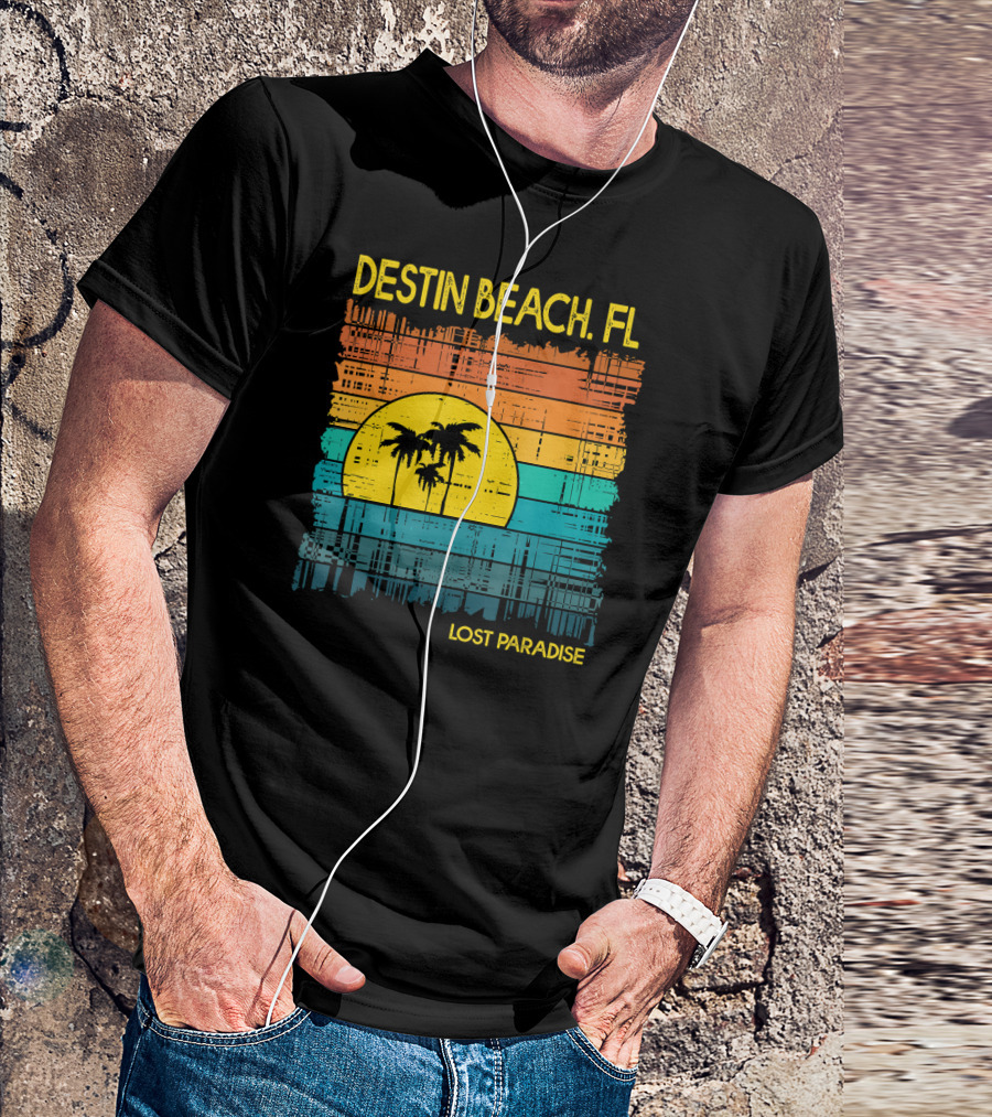 Destin Beach FL Lost Paradise Sunset Palms T-Shirt