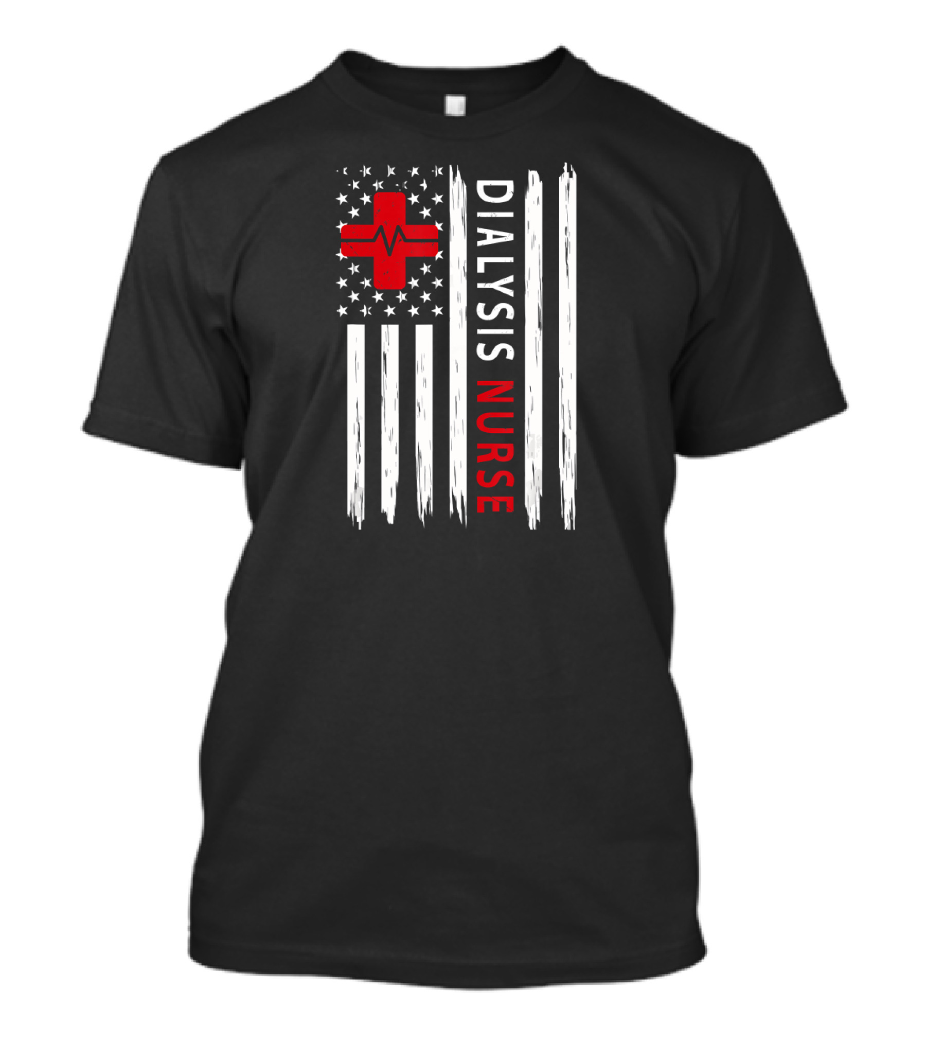Dialysis Nurse Red Cross Patriotic American Flag T-Shirt