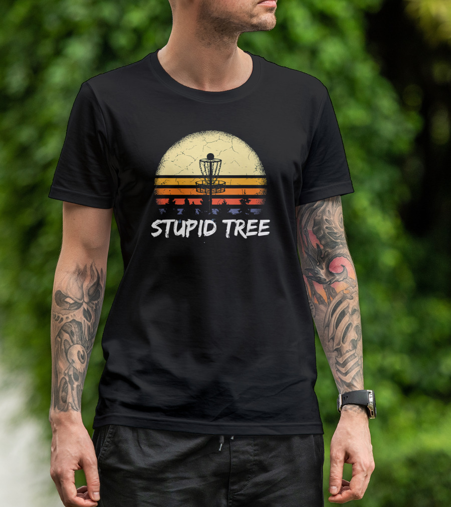 Stupid Tree Disc Golf Sunset Basket T-Shirt
