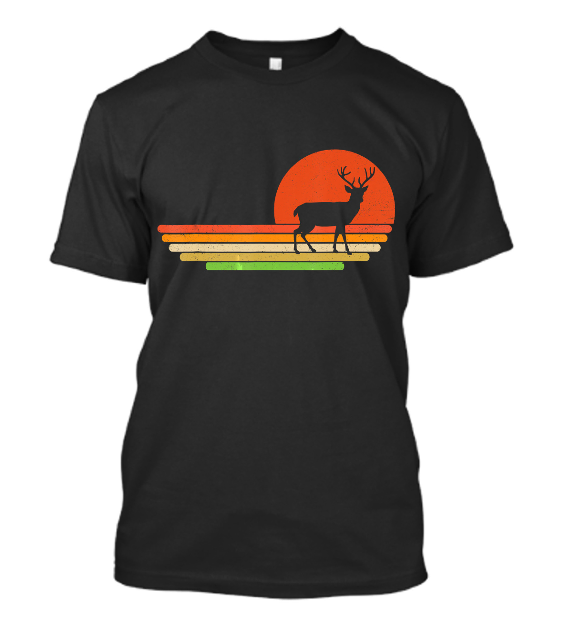 Retro Sunset Distressed Deer T-Shirt